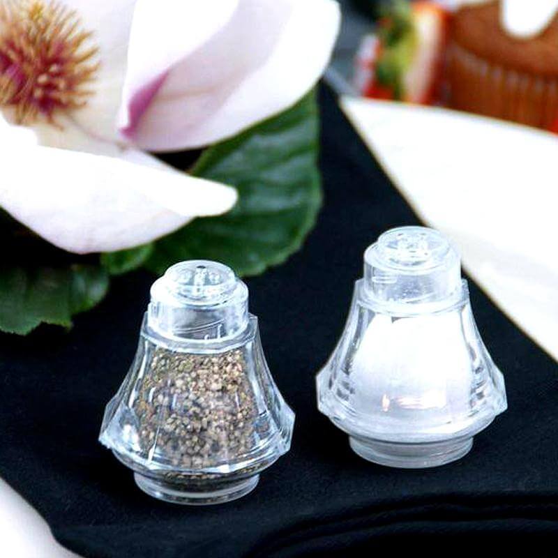 12 Pack 2.5" Clear Plastic Salt and Pepper Shakers Party Favor Gifts
