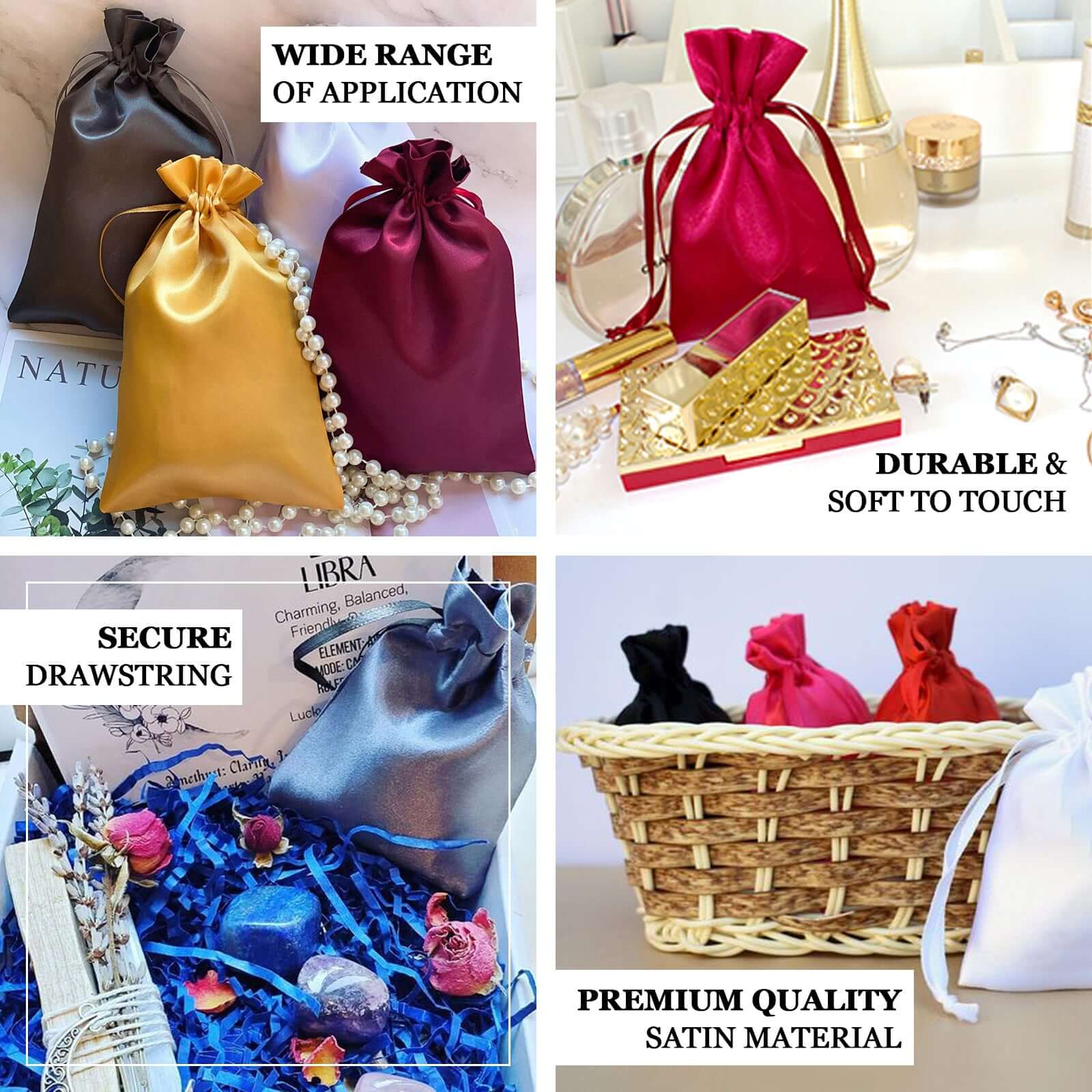 12 Pack 6"x9" Yellow Satin Drawstring Wedding Party Favor Gift Bags