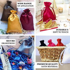 12 Pack 6"x9" White Satin Drawstring Wedding Party Favor Gift Bags