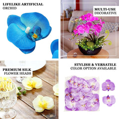20 Silk Artificial Orchids Flower Heads Charcoal Gray - Versatile Floral Accents for DIY Floral Arrangements Corsages & Event Decor 4"