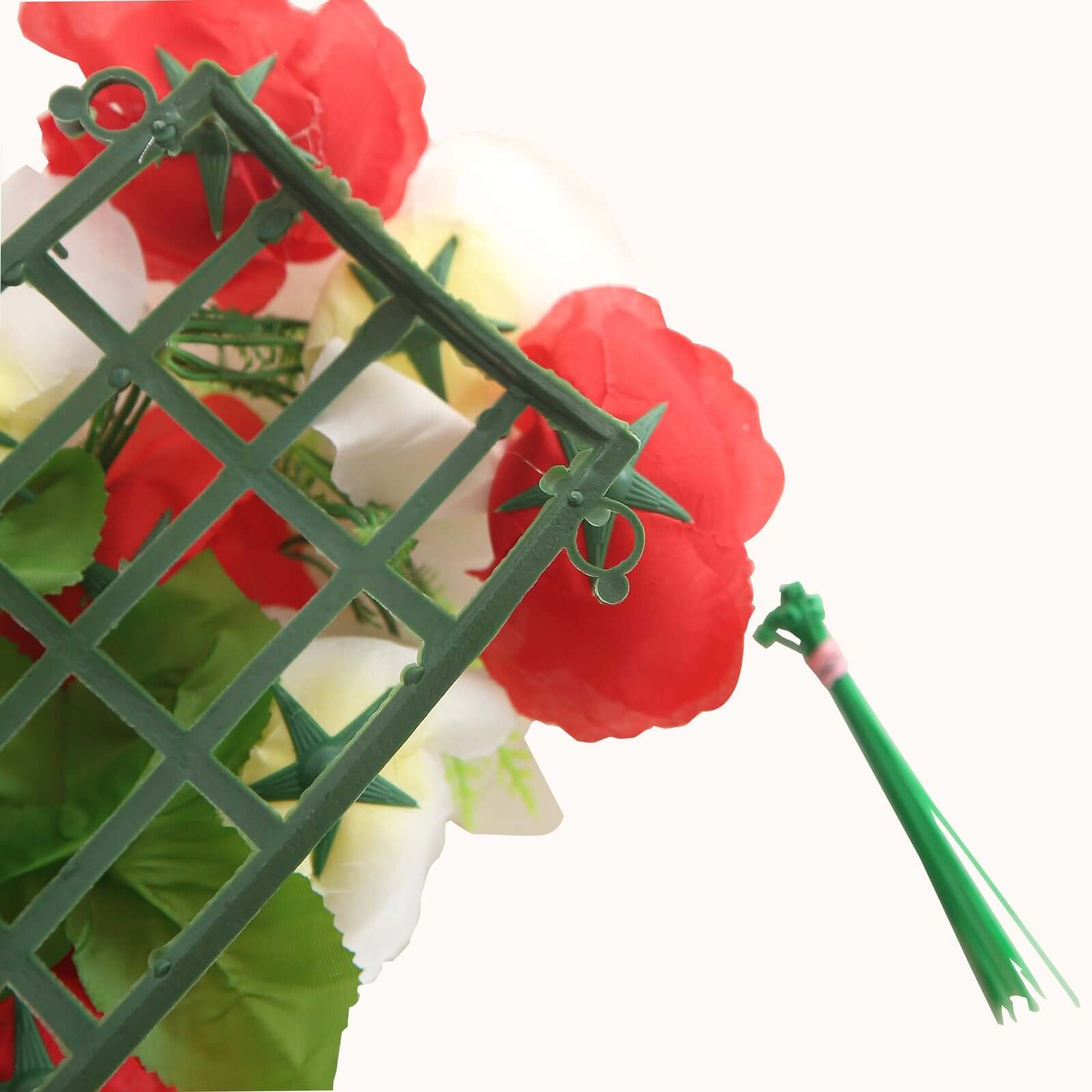 6 Pack Red Ivory Silk Rose Flower Panel Table Runner, Artificial Floral Arrangements Wedding Table Centerpiece - 20"x8"