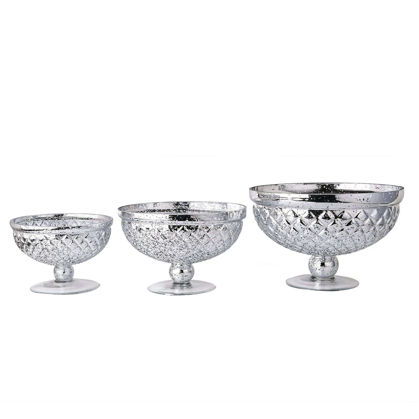 Mercury Glass Pedestal Bowl Vase Compote Style Silver - Sophisticated Floral Table Decor for Events 8"