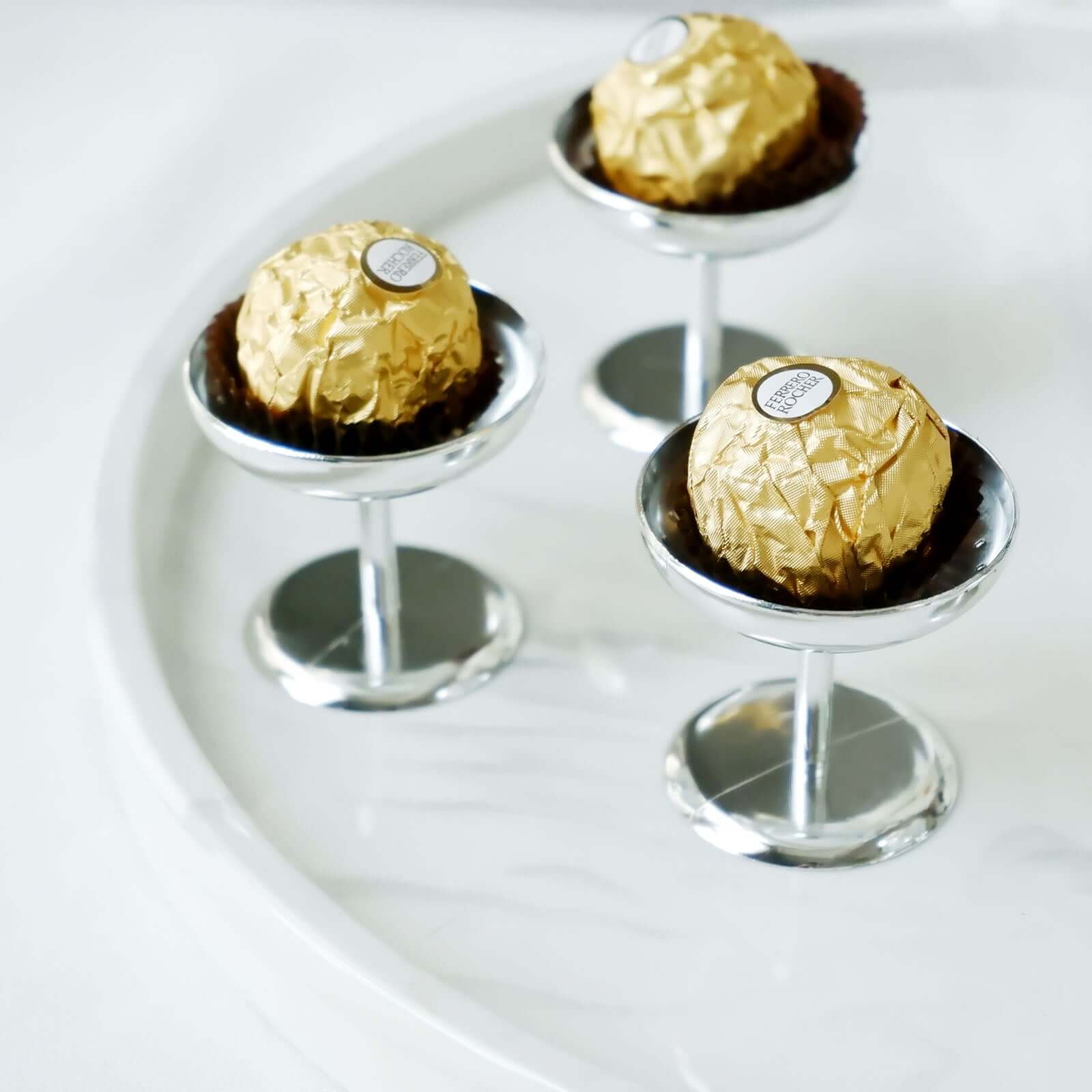 12-Pack Dessert Cup Candy Dishes Silver - Decorative Mini Pedestal Stands for Treats 2"
