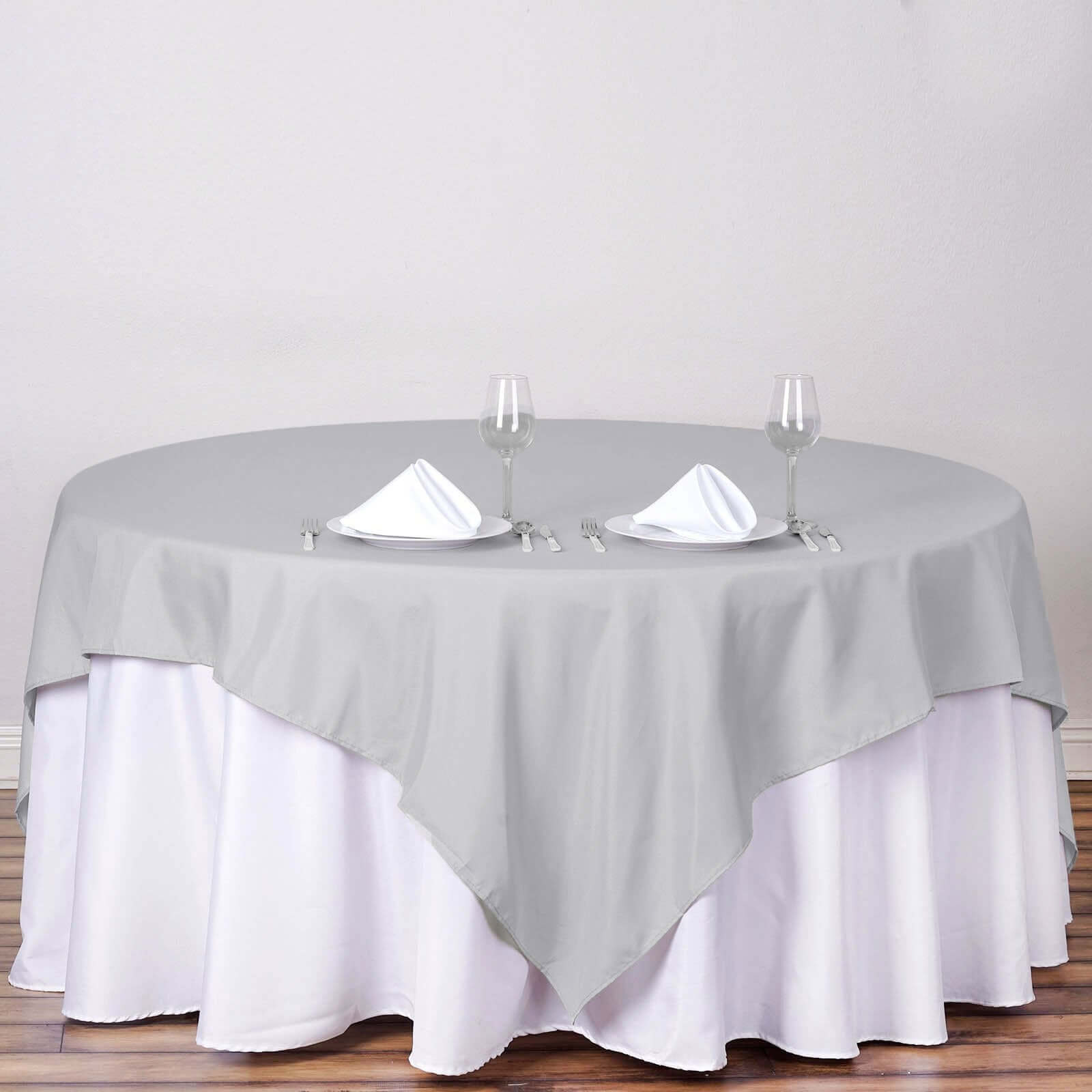 Polyester Square 70"x70" Tablecloth Silver - Wrinkle-Resistant & Durable Table Cover