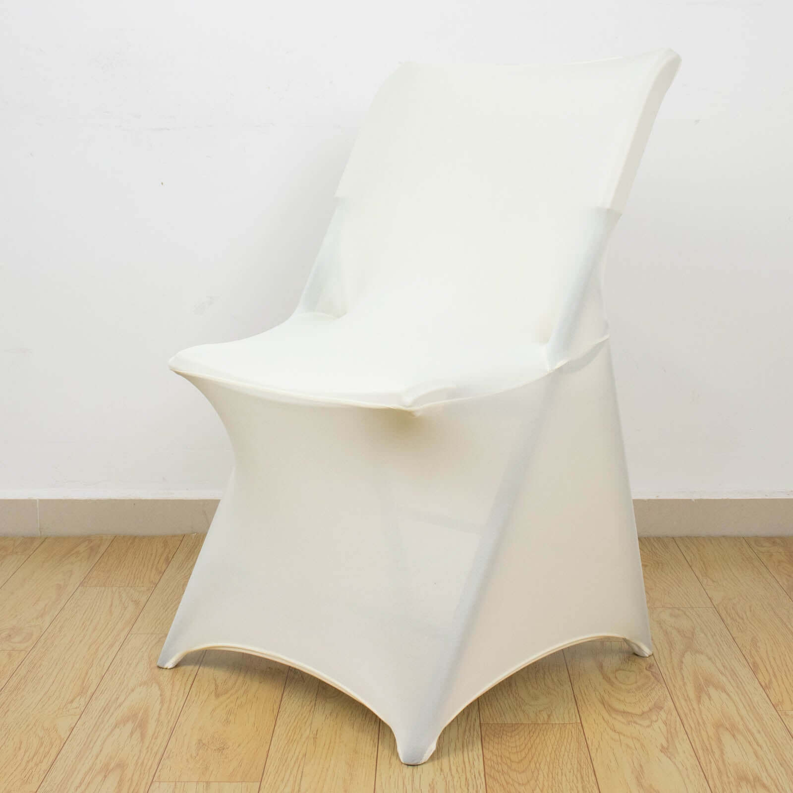 Stretch Spandex Chair Cover Ivory for Lifetime Folding Chairs - Wrinkle Resistant Snug Fit Slipcover with Foot Pockets