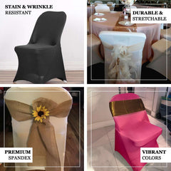 Stretch Spandex Chair Cover White for Folding Chairs - Reusable & Wrinkle-Resistant 160GSM Fitted Slipcover for a Polished Look