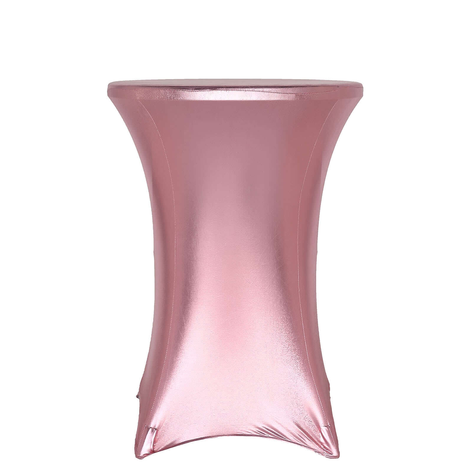 Metallic Spandex 32" Fitted Round Cocktail Table Cover Rose Gold Highboy Tablecloth - Stretch Fit & Water-Resistant