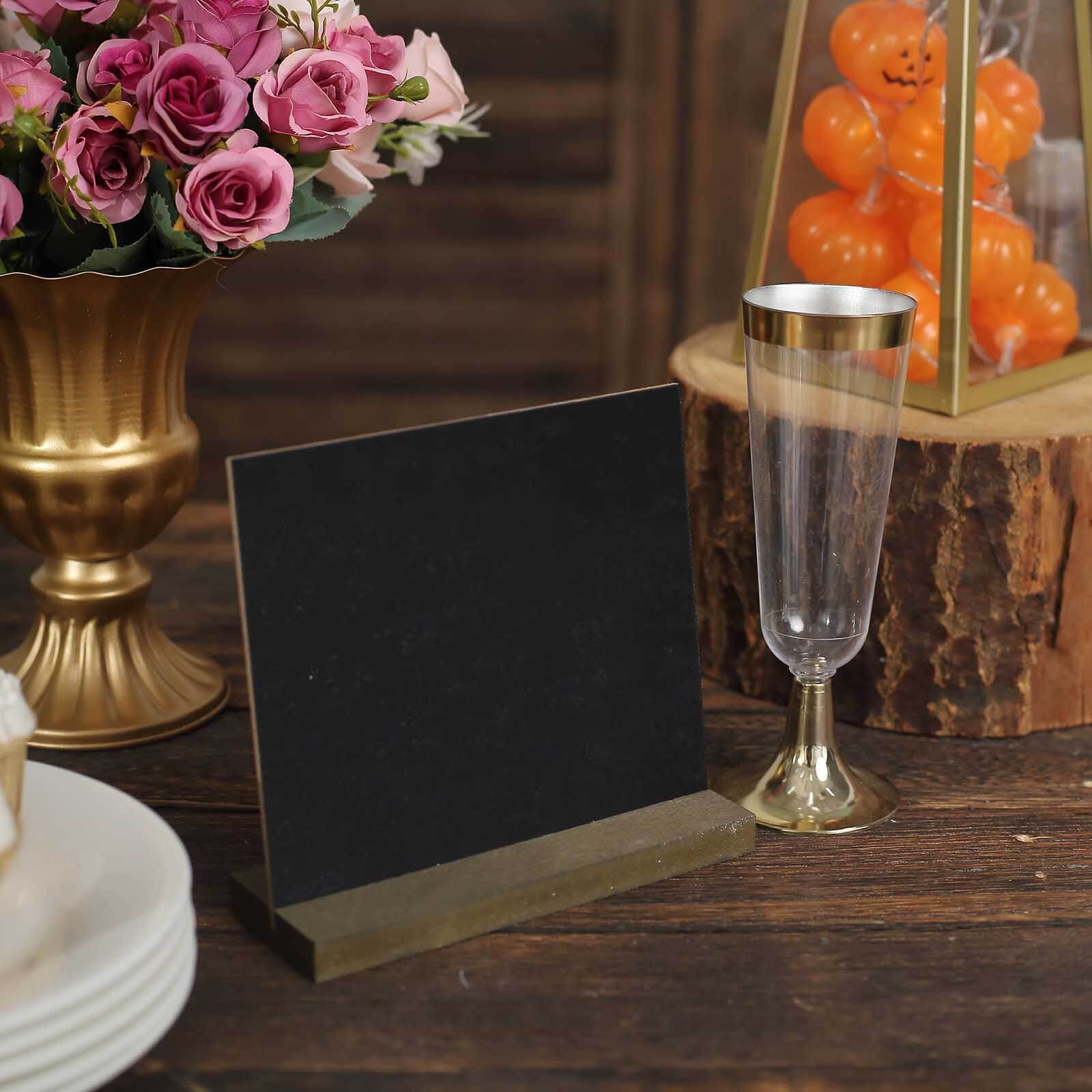 6-Pack Mini Table Chalkboard Signs Rustic Wood Base Stands - Perfect for Weddings and Parties 6"
