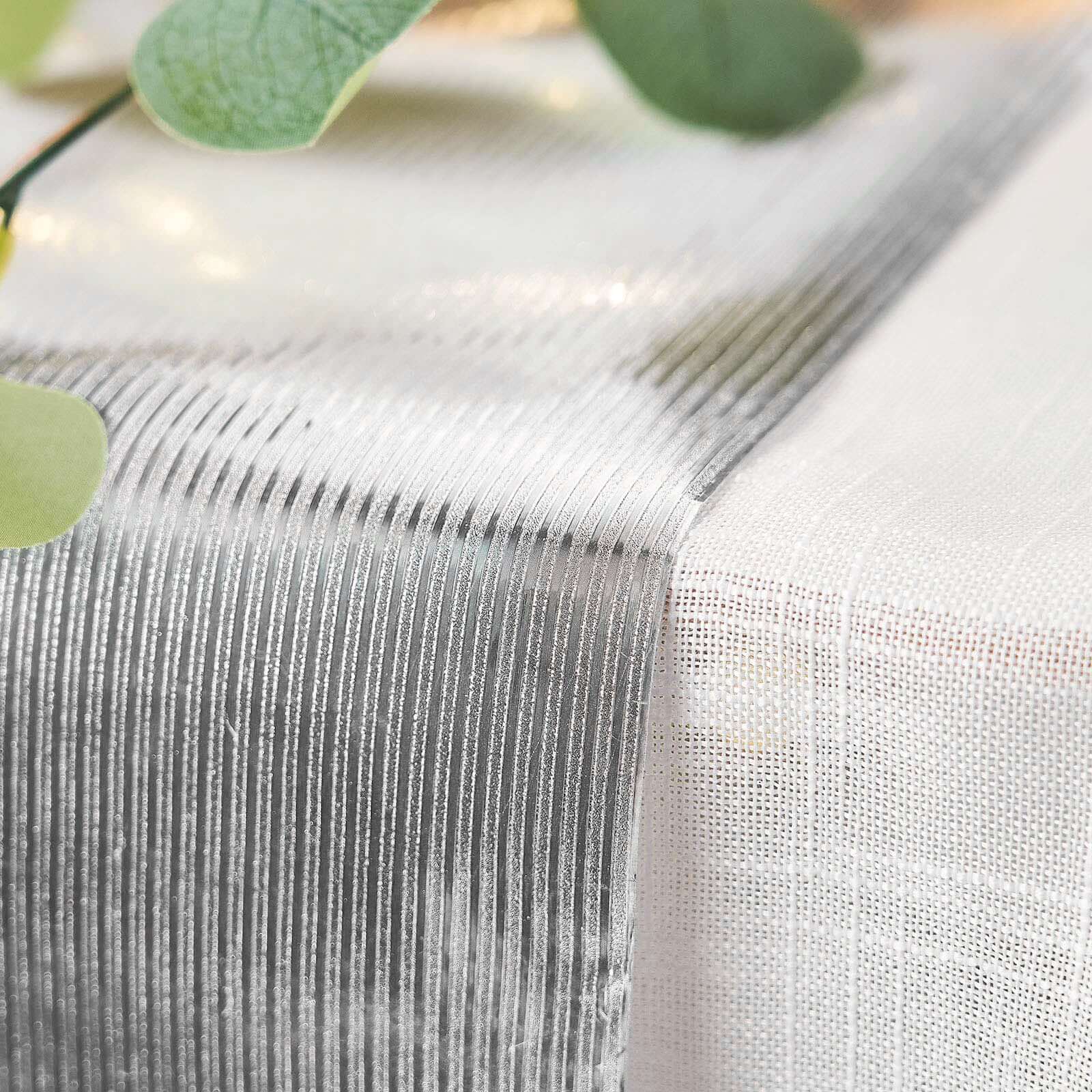 Glitter Paper 9ft Table Runner Roll Silver Disposable Ridge Pattern Table Decor