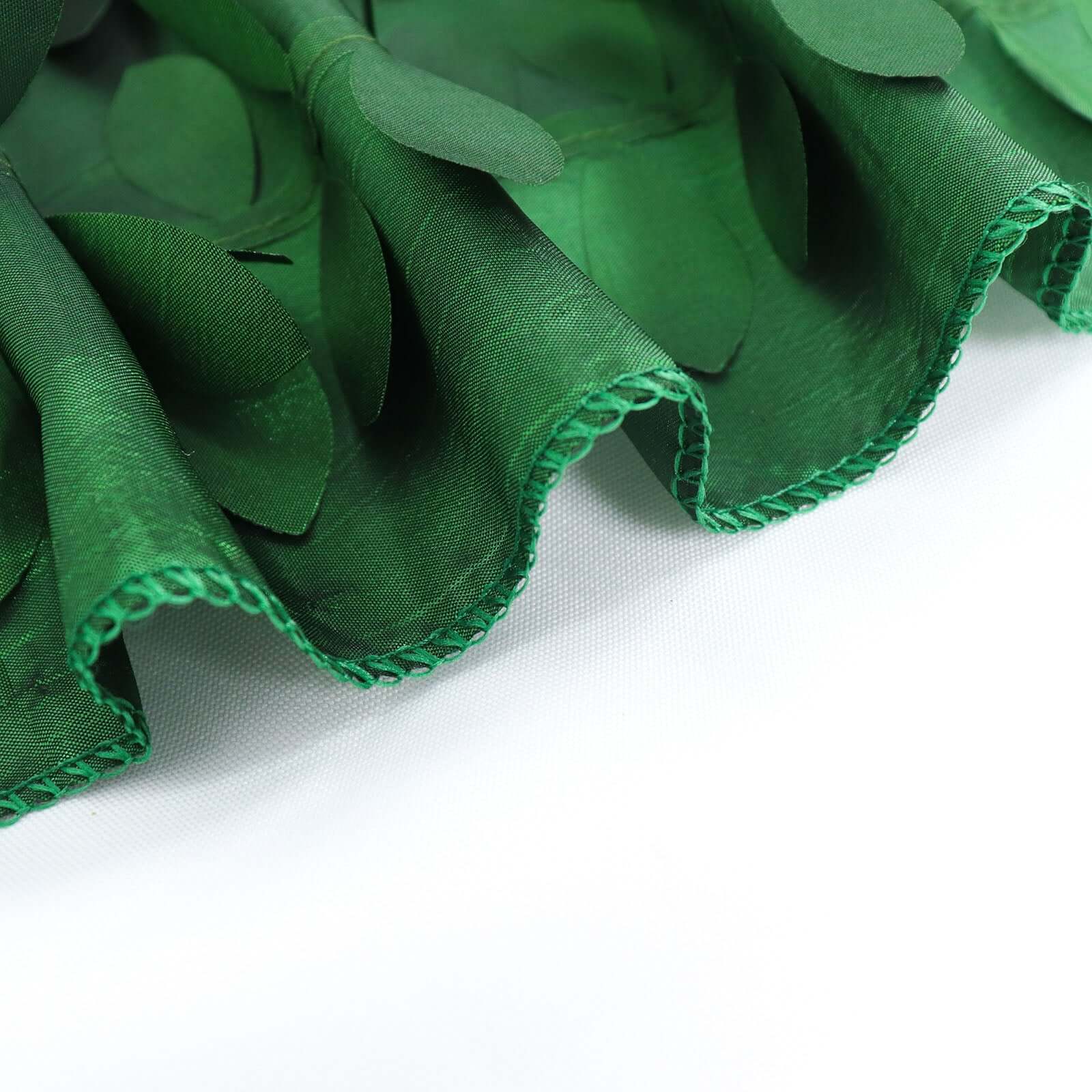 8ftx8ft Green 3D Leaf Petal Taffeta Event Curtain Drapes, Backdrop Event Panel With Rod Pocket
