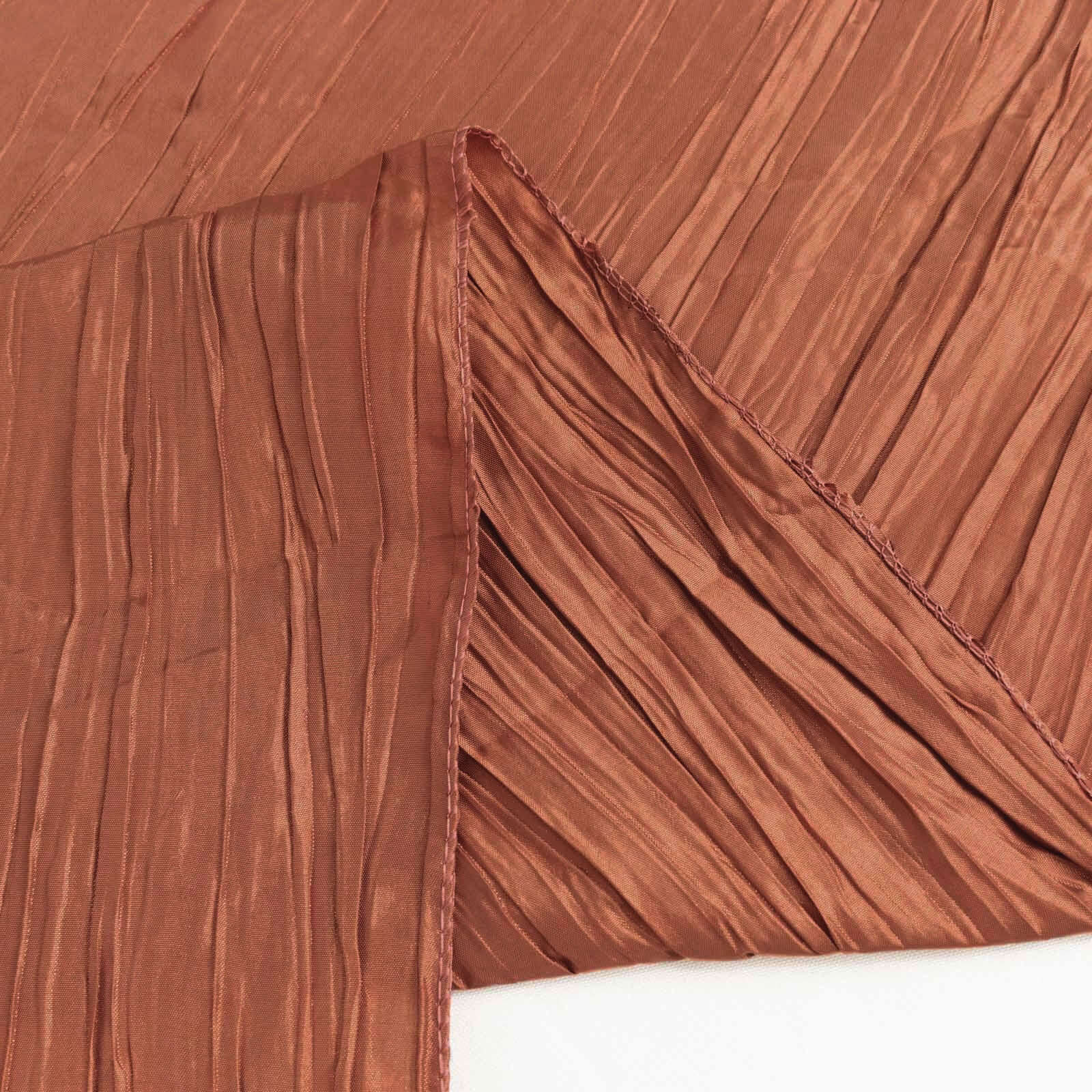 Taffeta 90"x90" Table Overlay Square Tablecloth Terracotta (Rust) - Accordion Crinkle Table Cover
