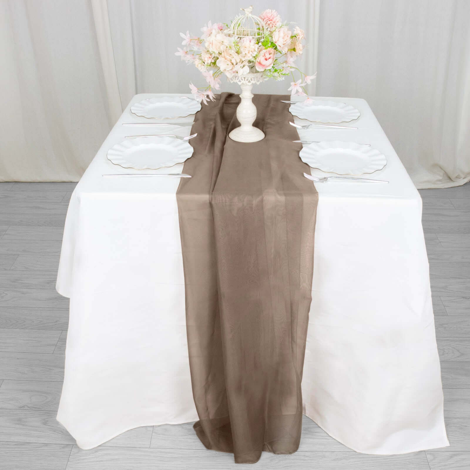 Premium Chiffon 6ft Table Runner Taupe - Flowy & Lightweight Table Decor