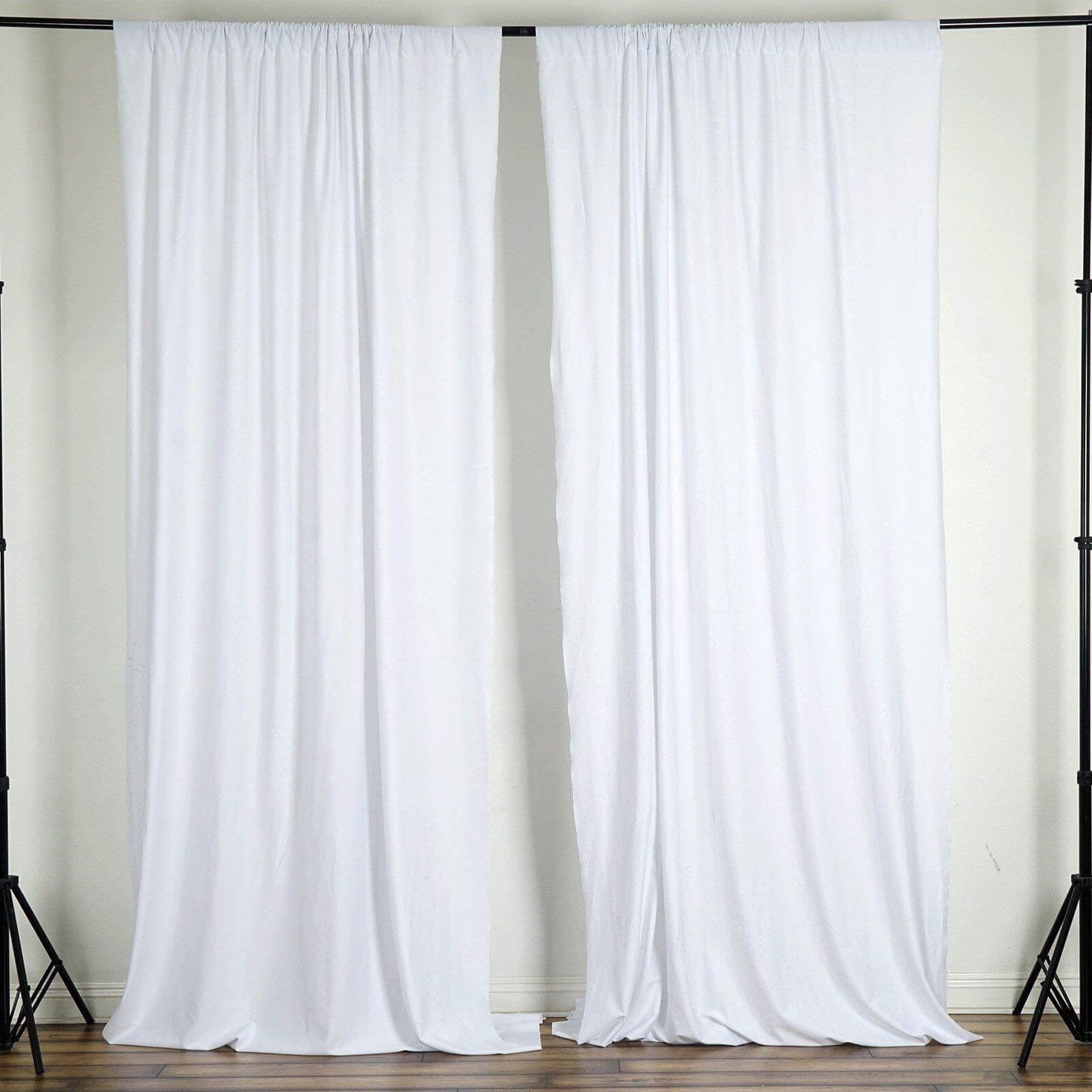 2 Pack White Scuba Polyester Event Curtain Drapes, Durable Flame Resistant Backdrop Event Panels Wrinkle Free with Rod Pockets - 10ftx10ft