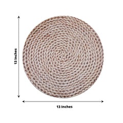6-Pack Disposable Table Placemats in Wheat with Woven Rattan Print - 700GSM Cardboard Placemats for Rustic Themes & Outdoor Events 13"