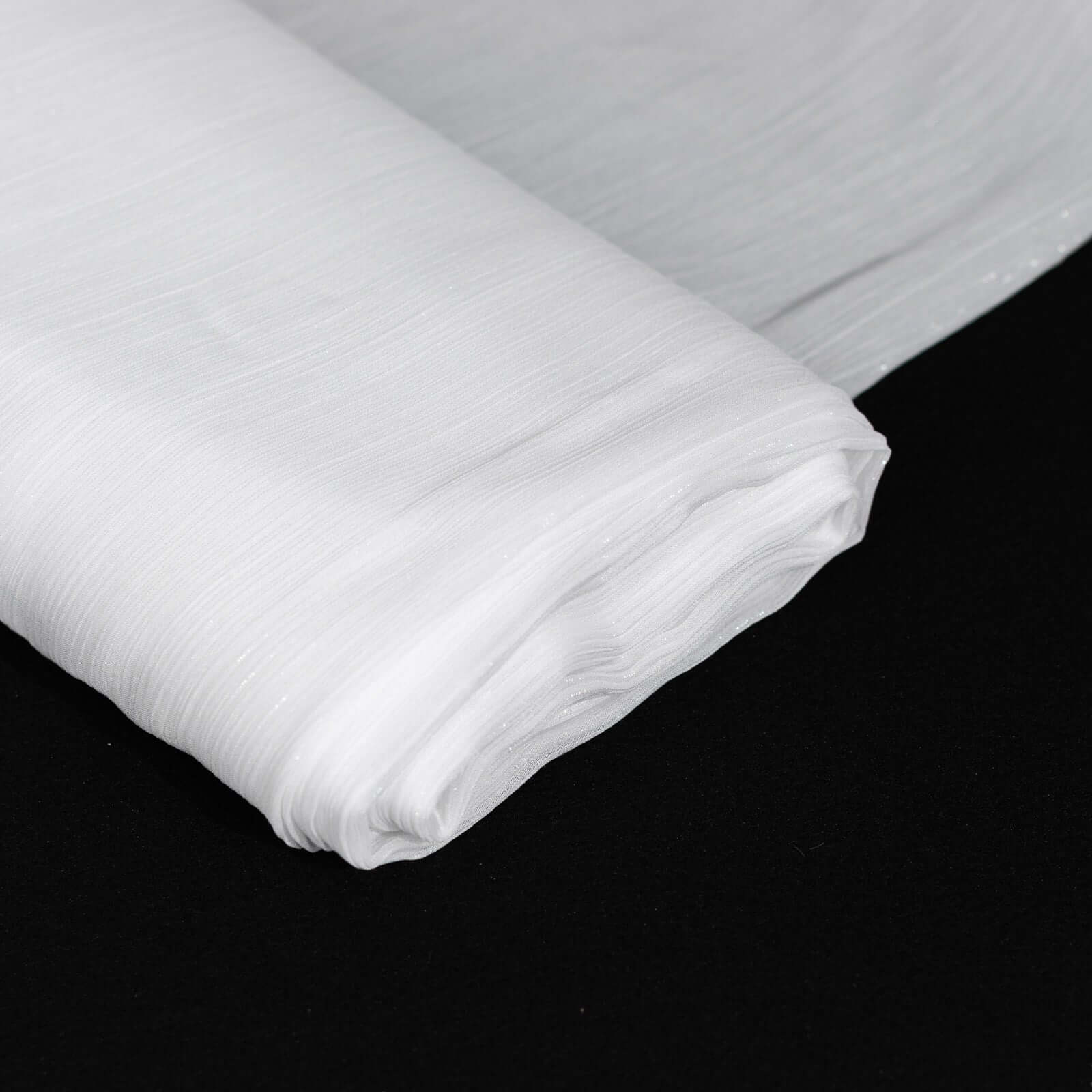 54"x10 Yards White Minimal Crinkle Chiffon Shiny Fabric Bolt, DIY Craft Fabric Roll