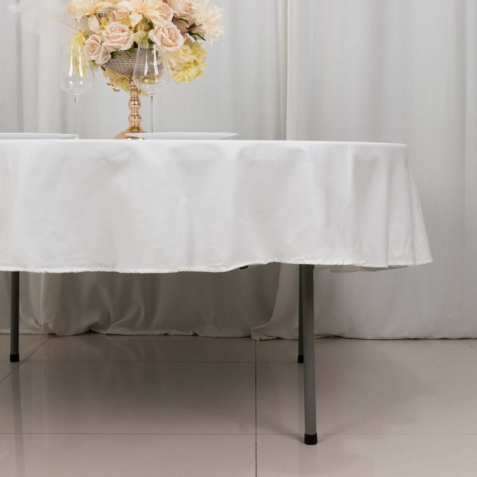 100% Cotton 90" Round Tablecloth White Linen - Sophisticated, Soft & Breathable Table Cover