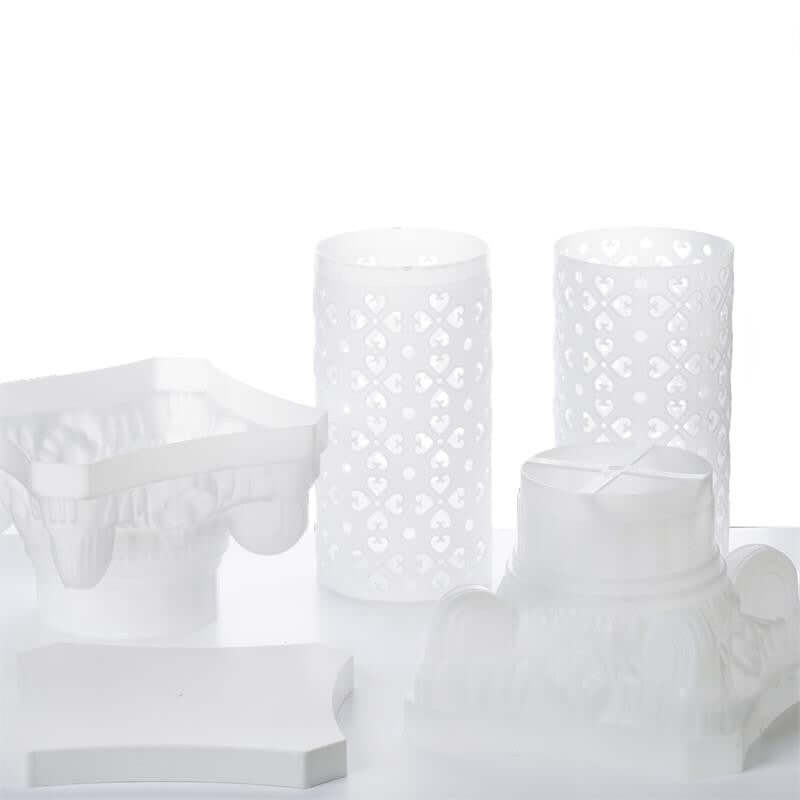 4 Pack 42" White Height Adjustable Artistic Venetian Roman Wedding Inspired Pedestal Column Plant Stand - PVC