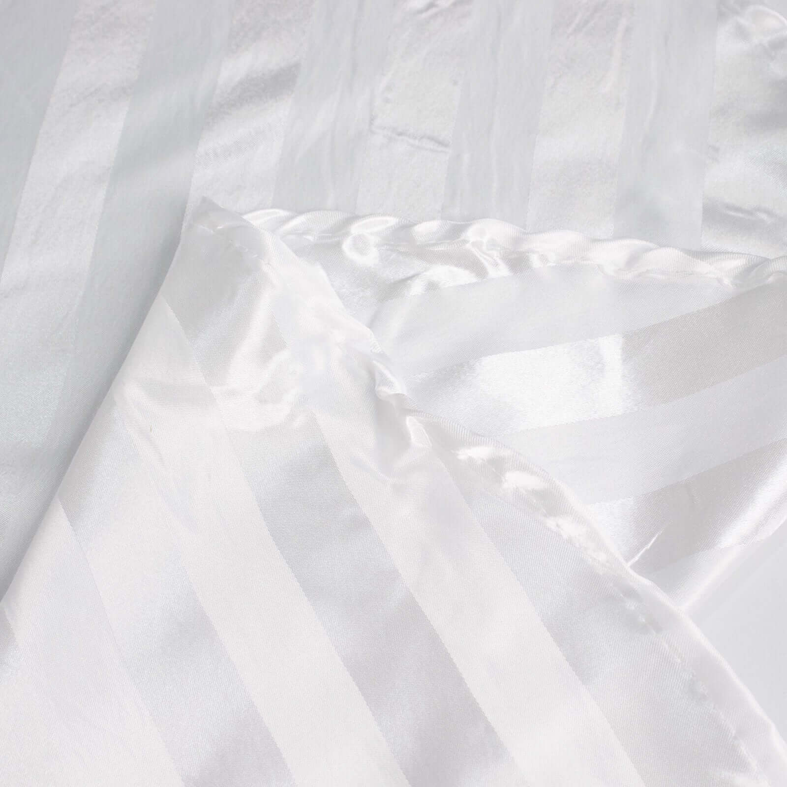 Satin 12"x108" Table Runner White - Stripe Classic Wedding & Event Table Decor