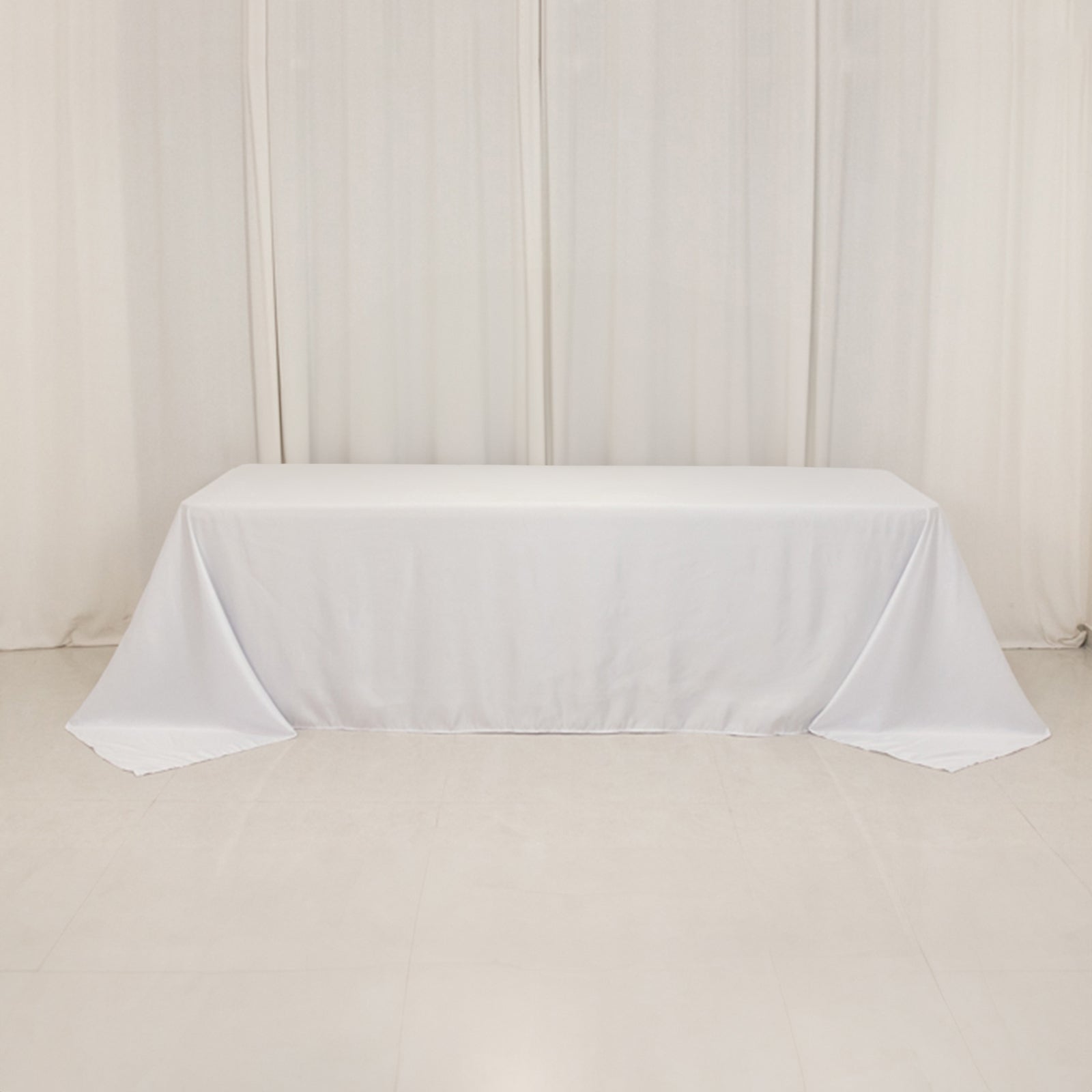 Lamour Satin 90"x156" Rectangle Tablecloth White - Luxurious, Soft Seamless Table Cover for Stylish Settings