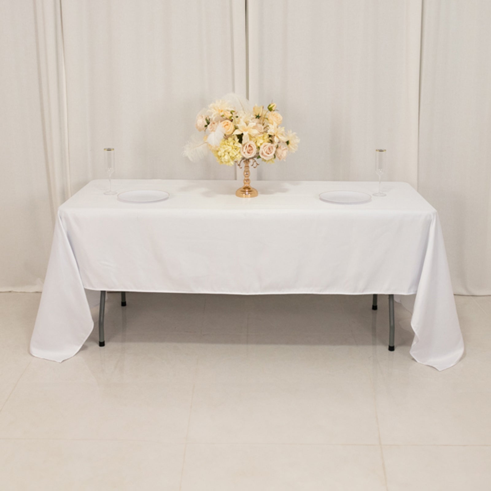Lamour Satin 60"x126" Rectangle Tablecloth White - Soft & Silk-Like Table Cover for Upscale Dining