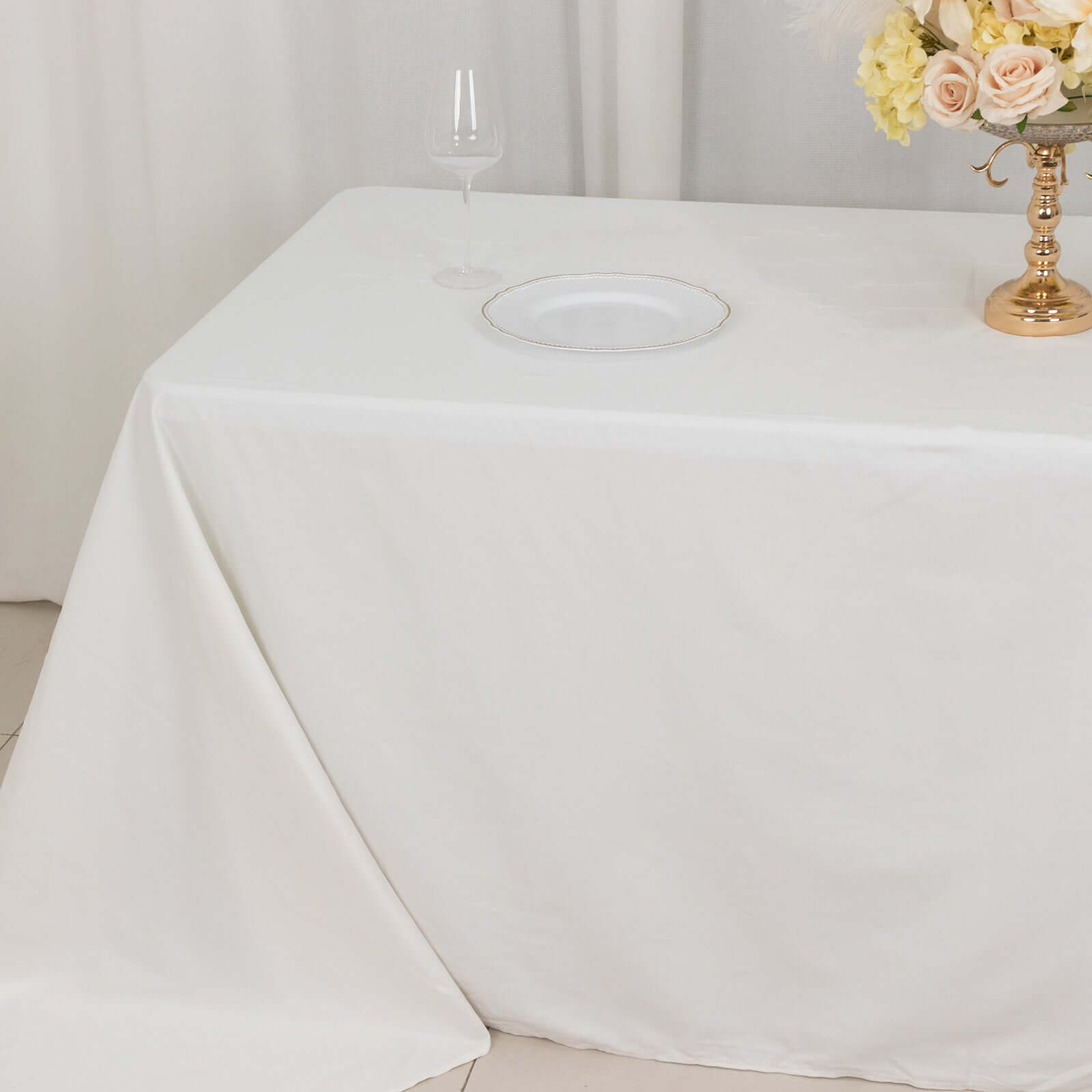 100% Cotton 90"x132" Rectangle Tablecloth White Linen - Seamless, Soft & Breathable Table Cover