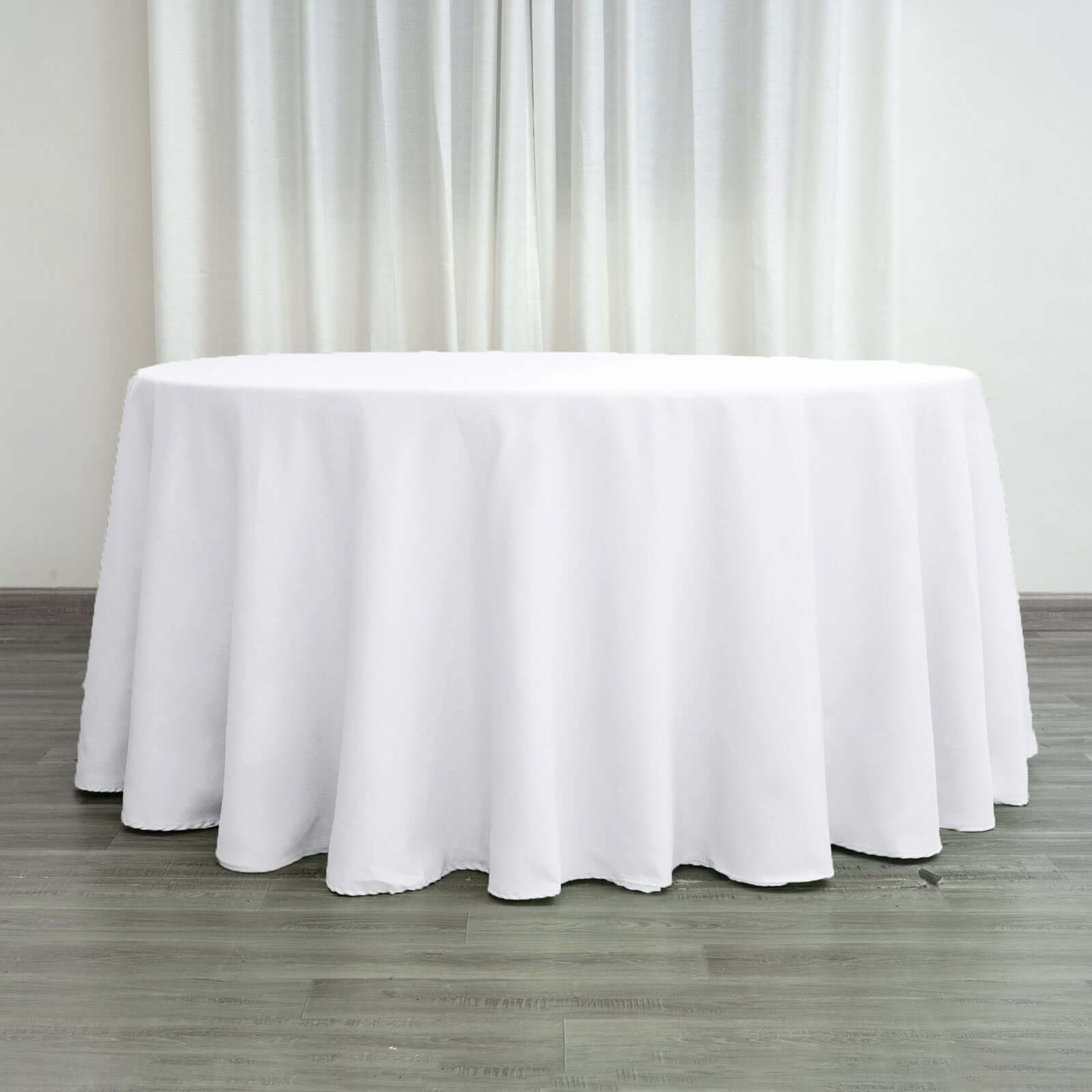 Polyester 120" Round Tablecloth White - Seamless Wrinkle-Resistant Design for Weddings