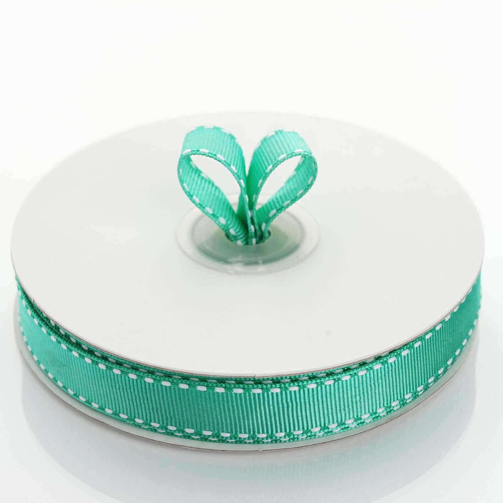 25 Yards 5 8" Hunter Green Stitched Wholesale Grosgrain Ribbon By The Roll - Clearance SALE