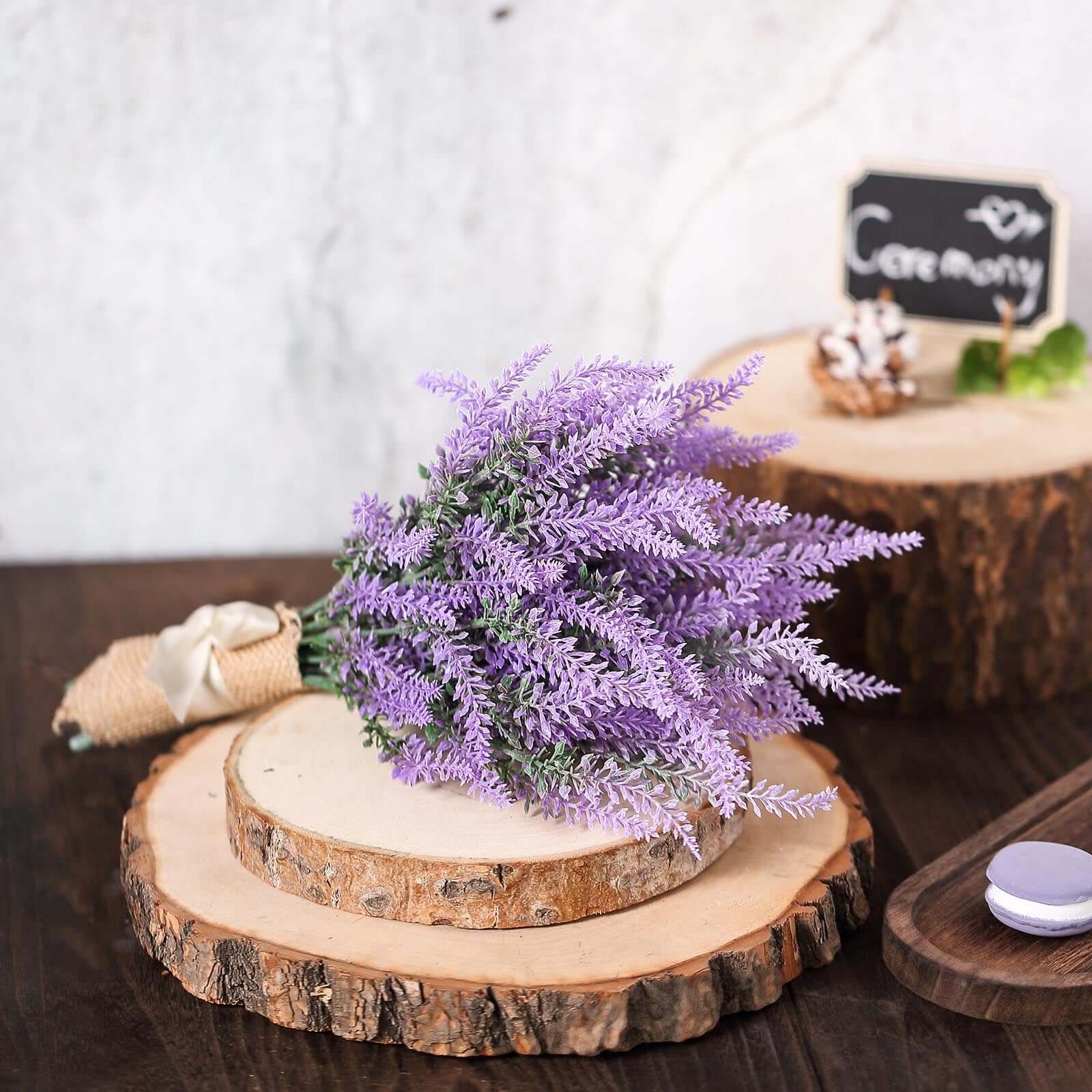 4 Bushes 14" Artificial Lavender Lilac Flower Plant Stems Greenery Bouquet