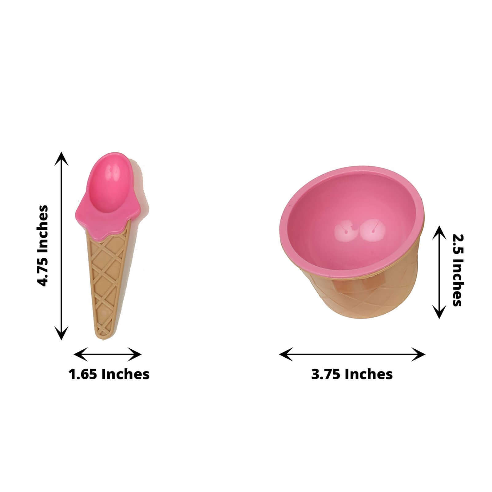 Set of 6 Plastic Dessert Cups Waffle Design Blue, Green, Pink - Includes Matching Spoons 5oz
