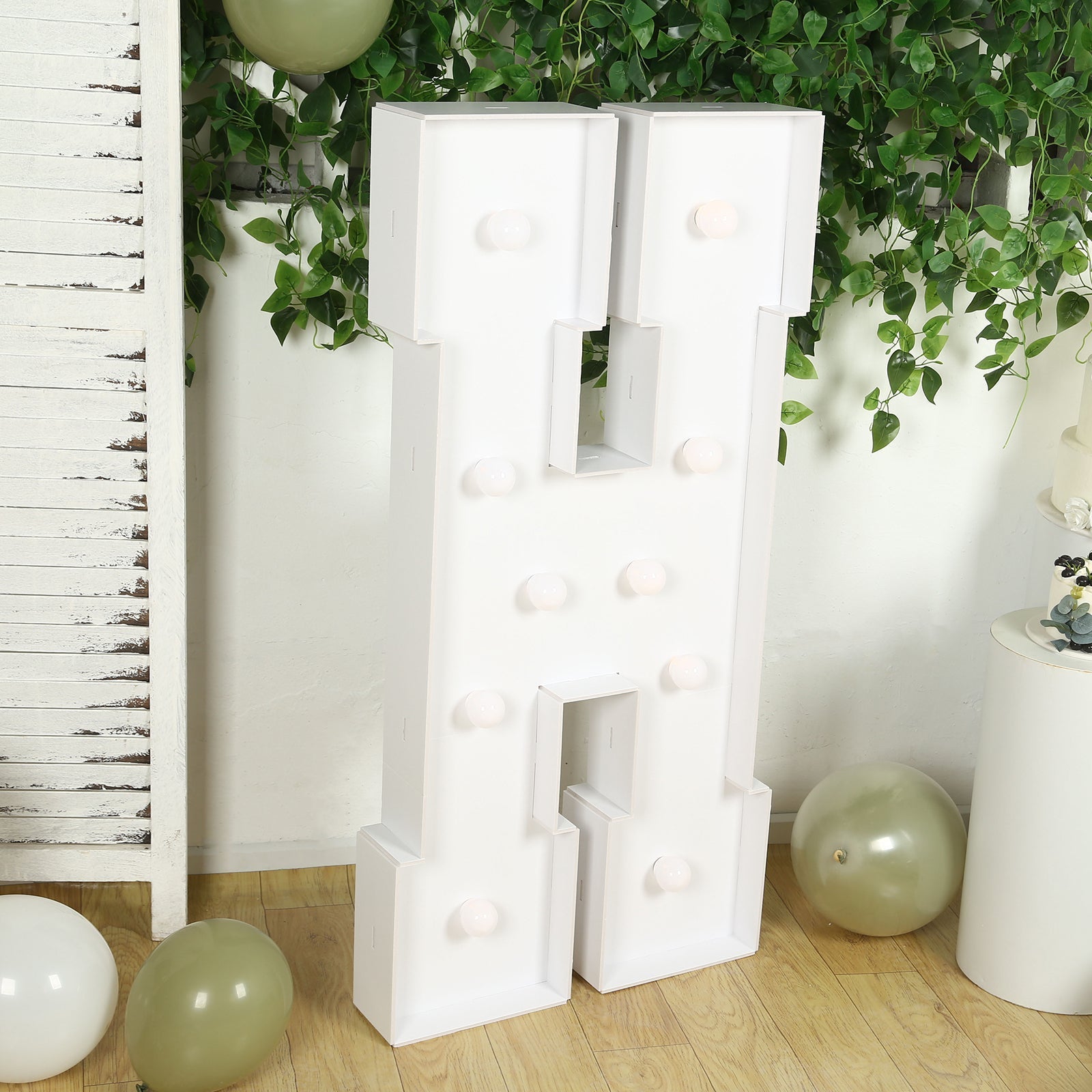 Giant LED Marquee Light Up Letter "H", White 4ft Pre-Cut Foam Board with 10 Warm White Battery Operated LEDs, Glue Gun and Sticks