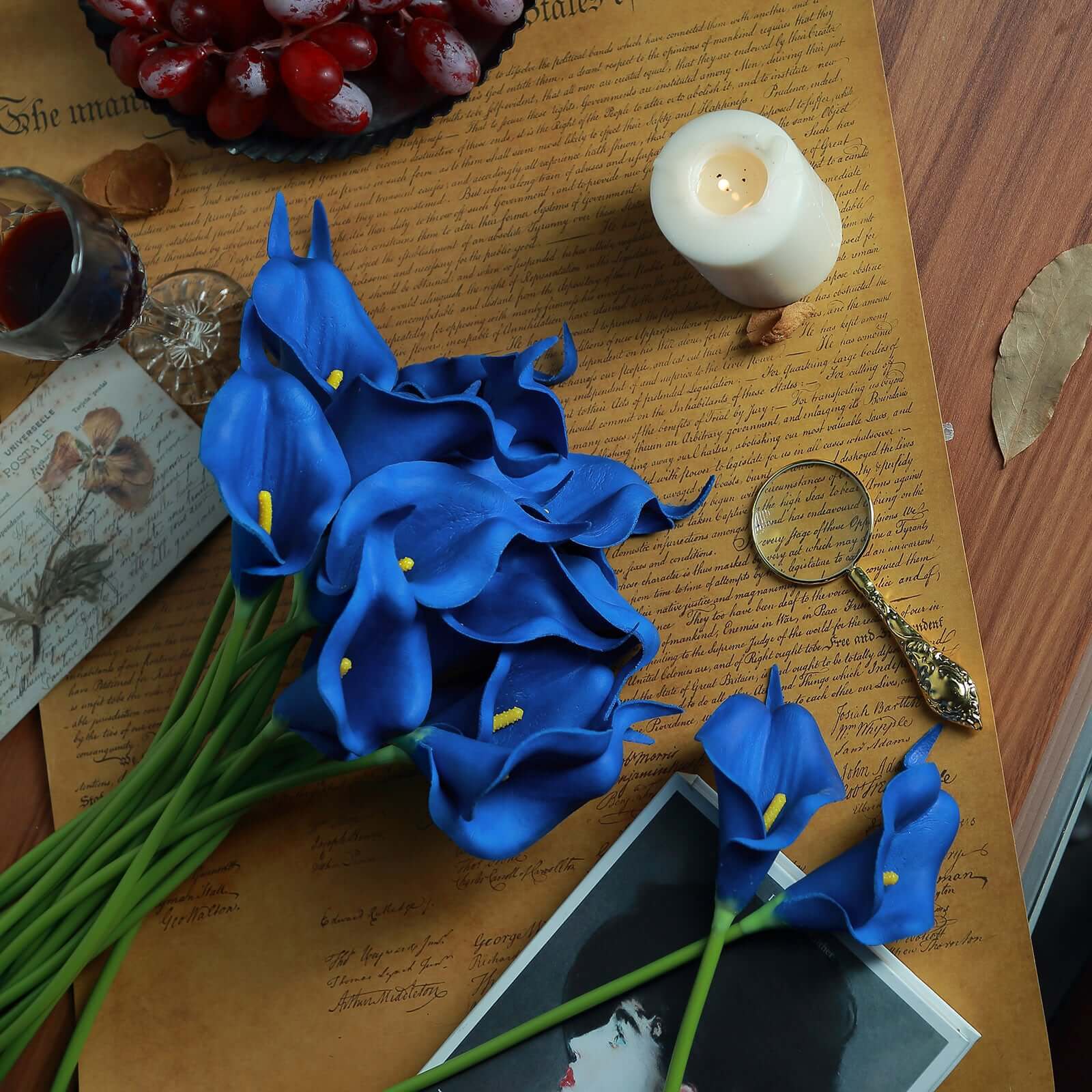 20 Stems 14" Royal Blue Artificial Poly Foam Calla Lily Flowers