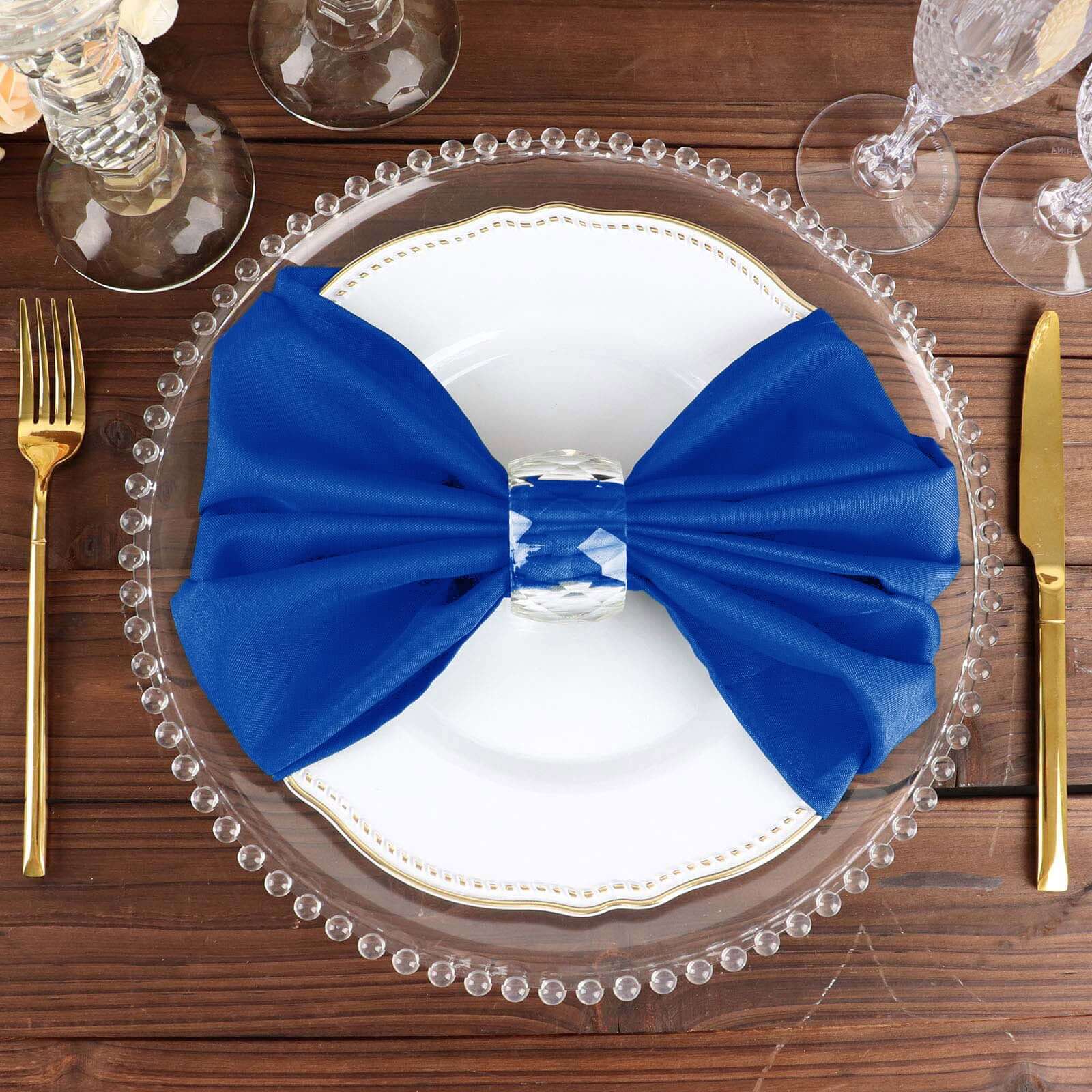 5 Pack Polyester 20"x20" Napkins Royal Blue - Wrinkle Resistant & Easy Care Cloth Napkins