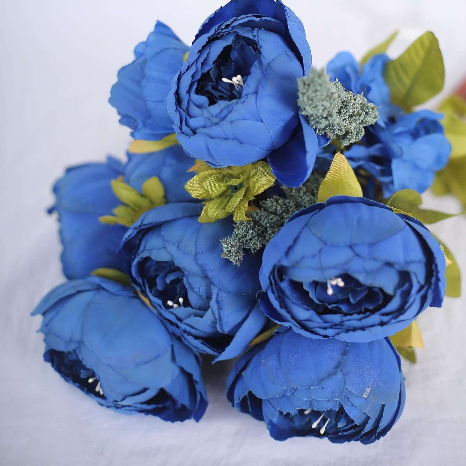 2 Pack 19" Royal Blue Artificial Peony Flower Wedding Bouquets, Faux Silk Flower Arrangements
