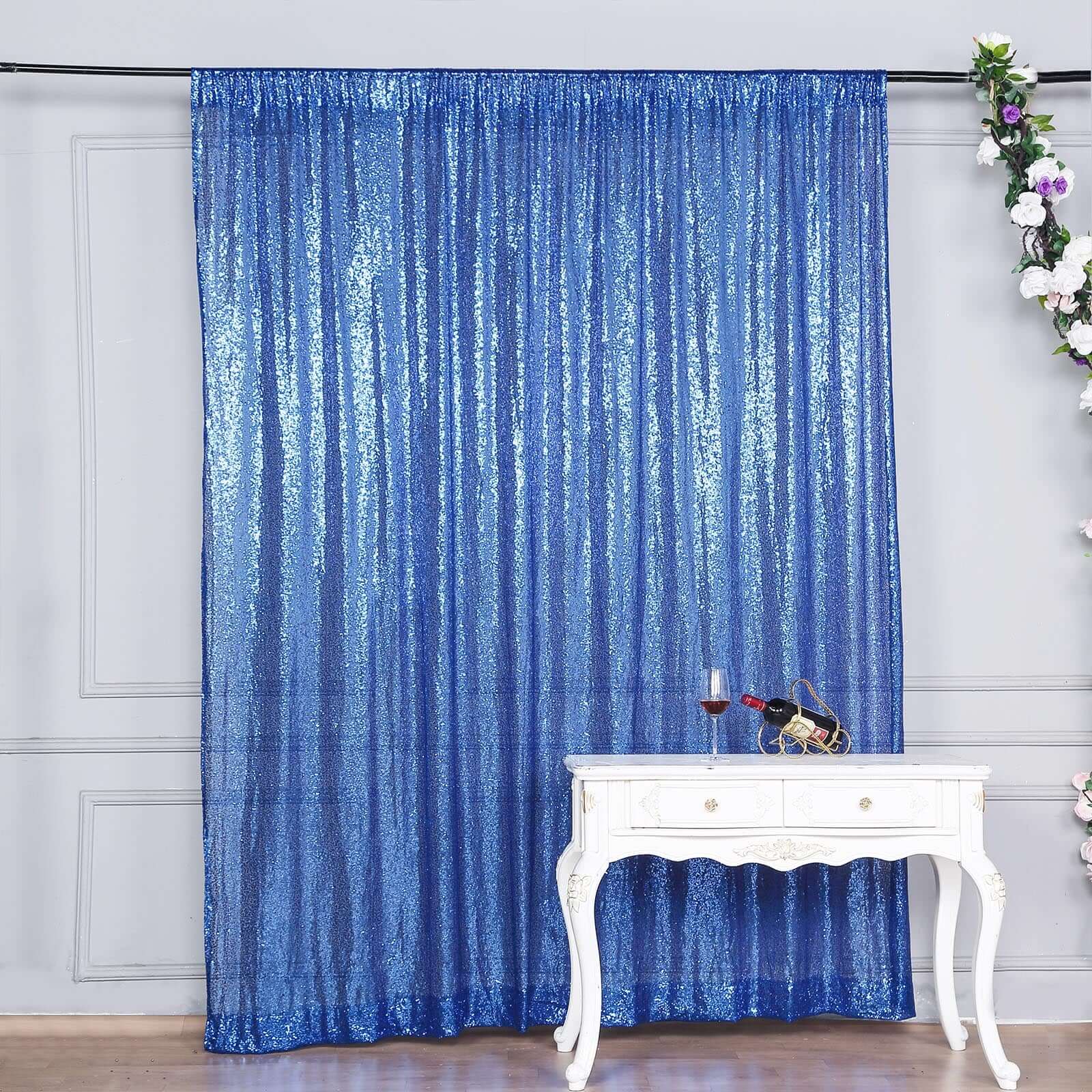 8ftx8ft Royal Blue Sequin Event Curtain Drapes, Backdrop Event Panel