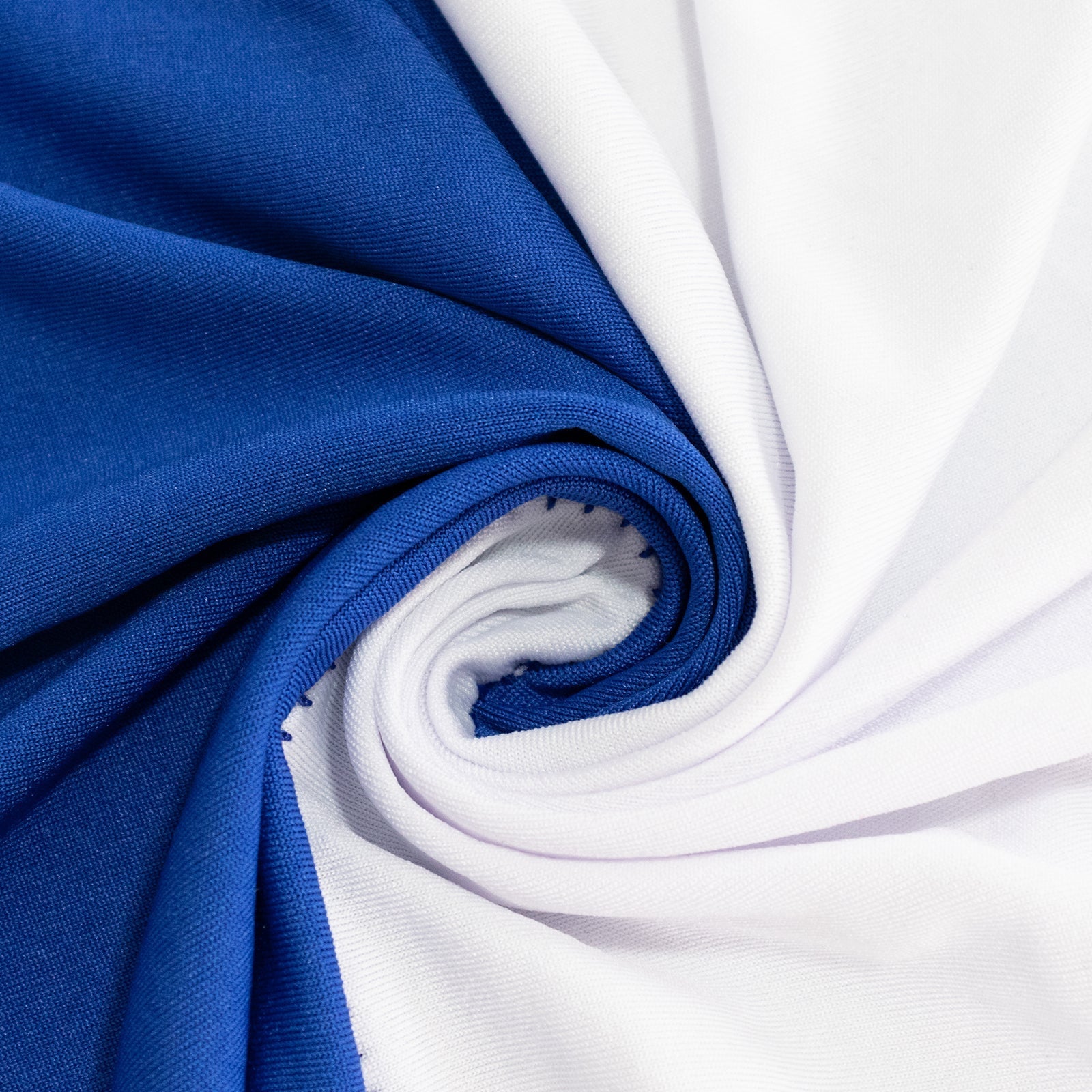 Stretch Spandex 72"x30" Rectangle Table Cover Royal Blue/White Cross Over Design - Two-Piece Fitted Tablecloth with Elastic Foot Pockets