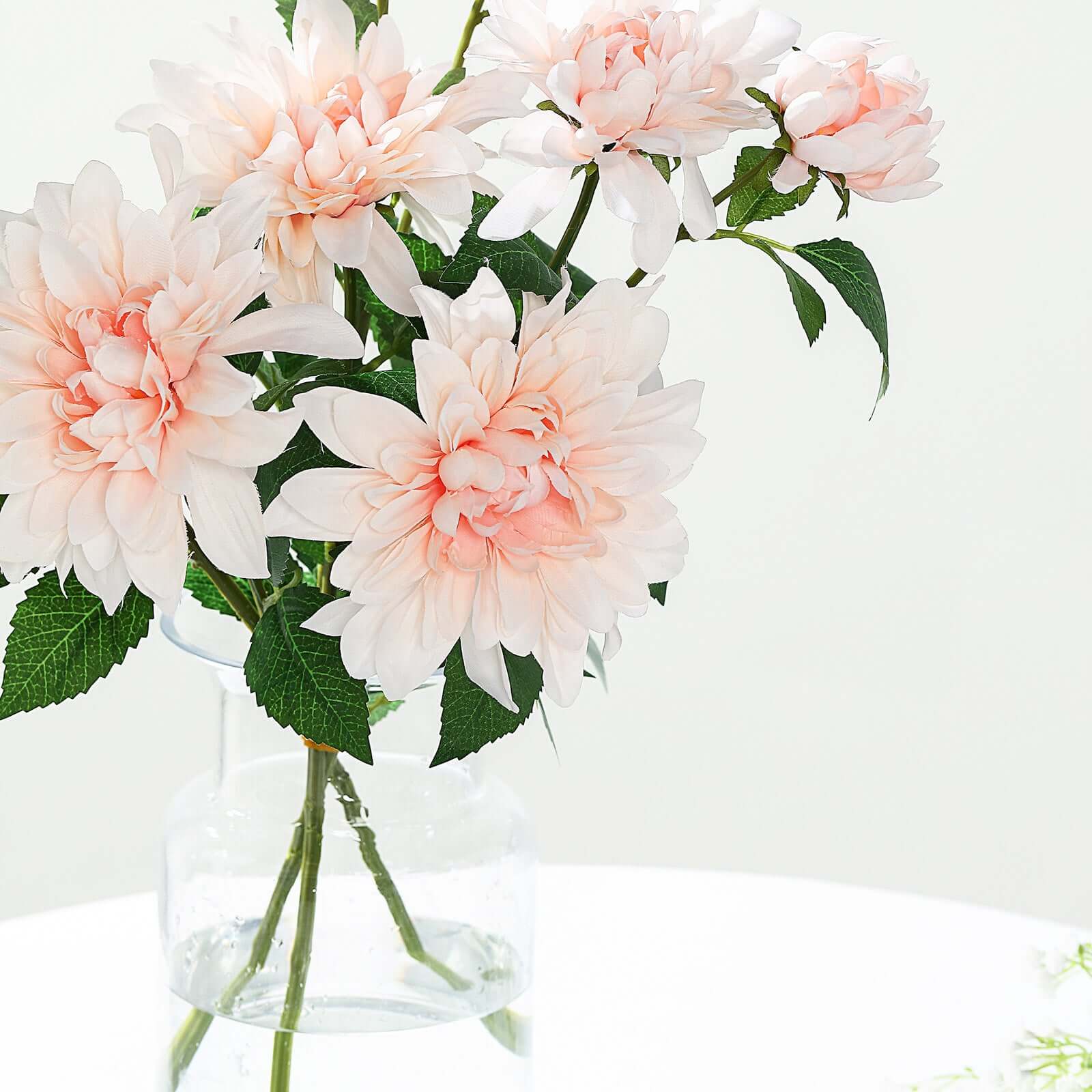30" Tall Blush Artificial Dahlia Silk Flower Stems, Faux Floral Spray