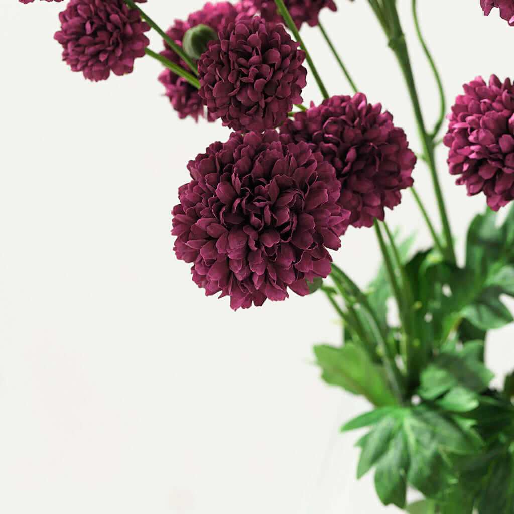 2 Bushes | 33" Burgundy Artificial Chrysanthemum Mum Flower Bouquets