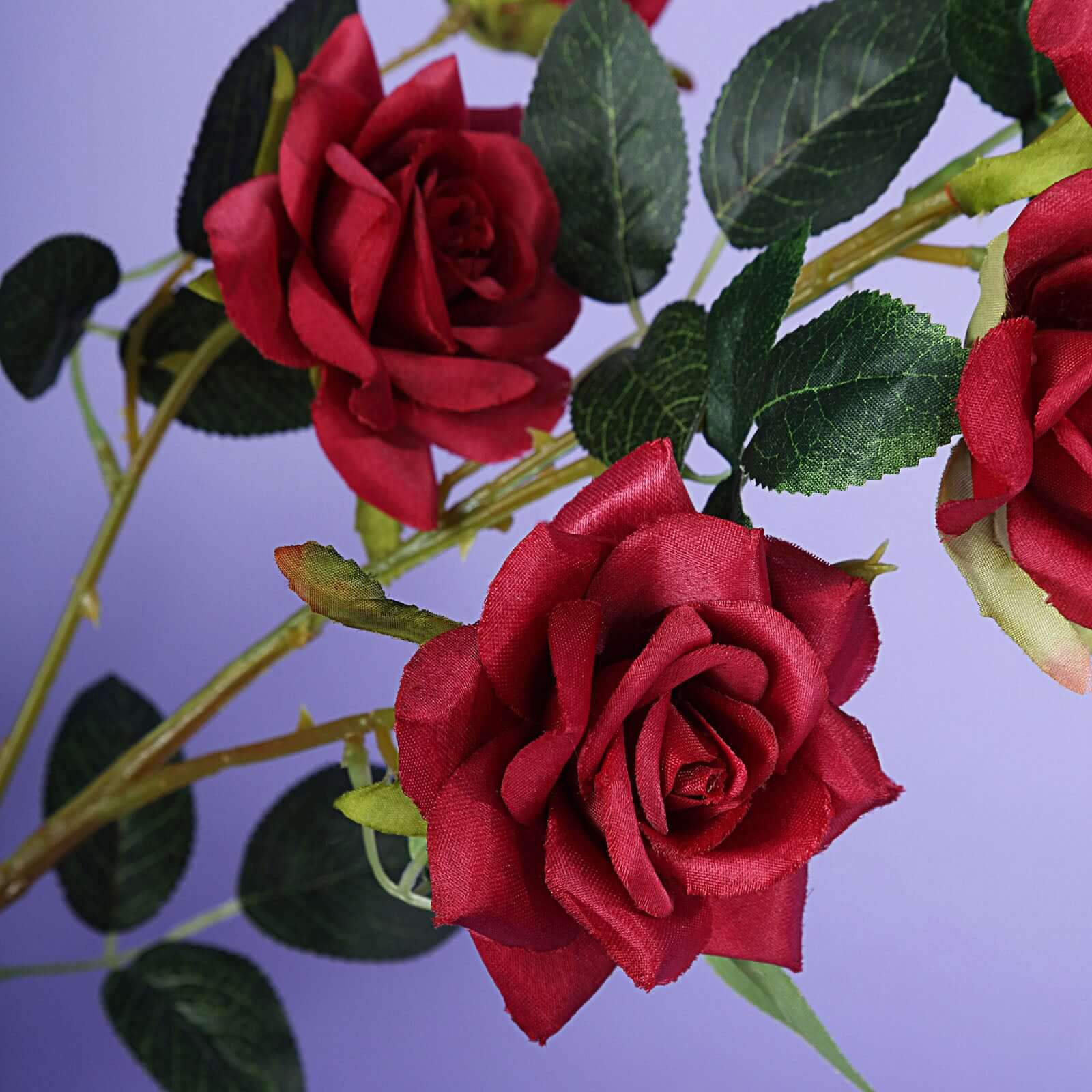 2 Stems 38" Tall Burgundy Artificial Silk Rose Flower Bouquet Bushes