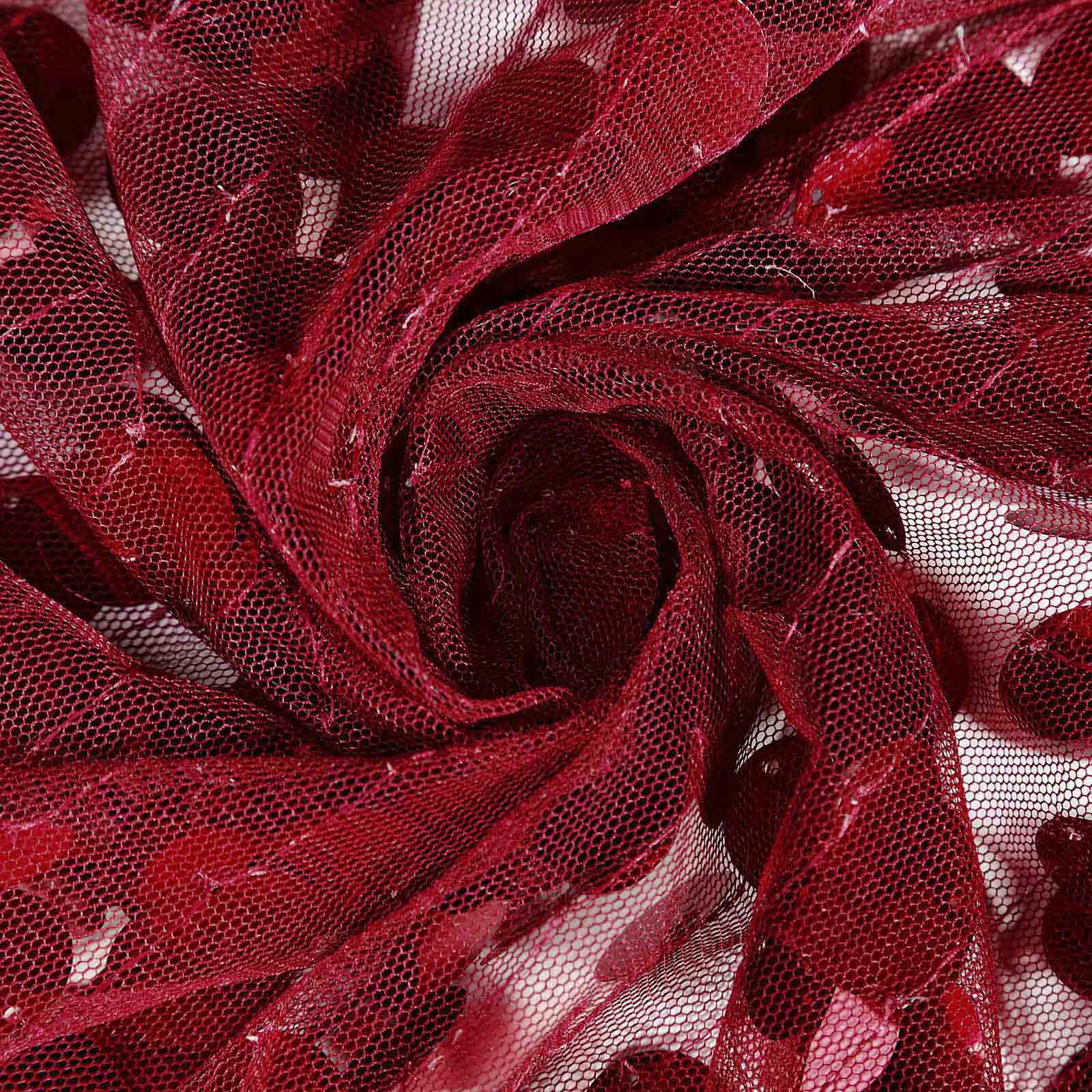 Sequin 90"x132" Rectangle Tablecloth Burgundy - Seamless Big Payette Design for Sophisticated Occasions
