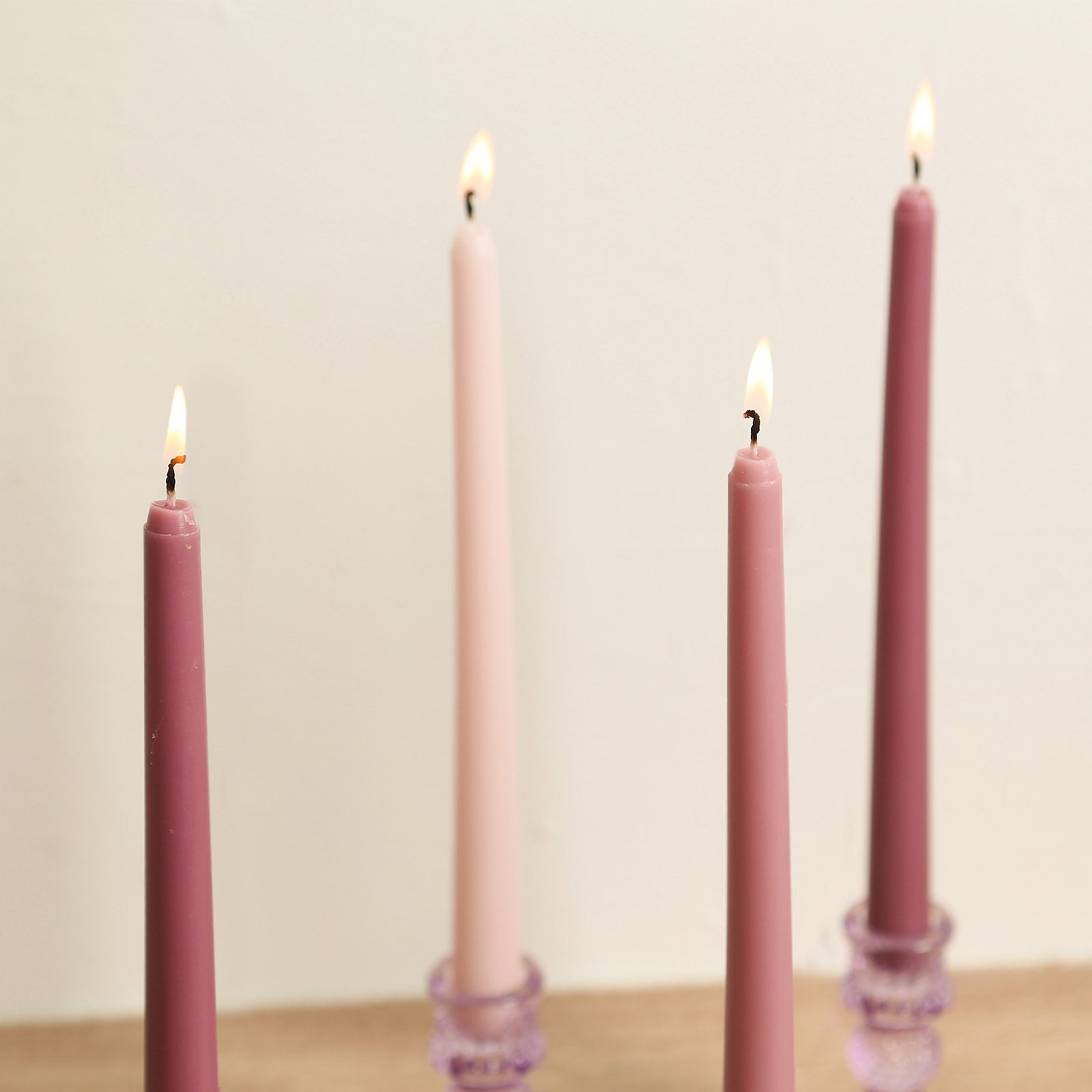 12-Pack Taper Candles Premium Wax Design Mixed Dusty Rose - Unscented Candles for Sophisticated Decor 10"