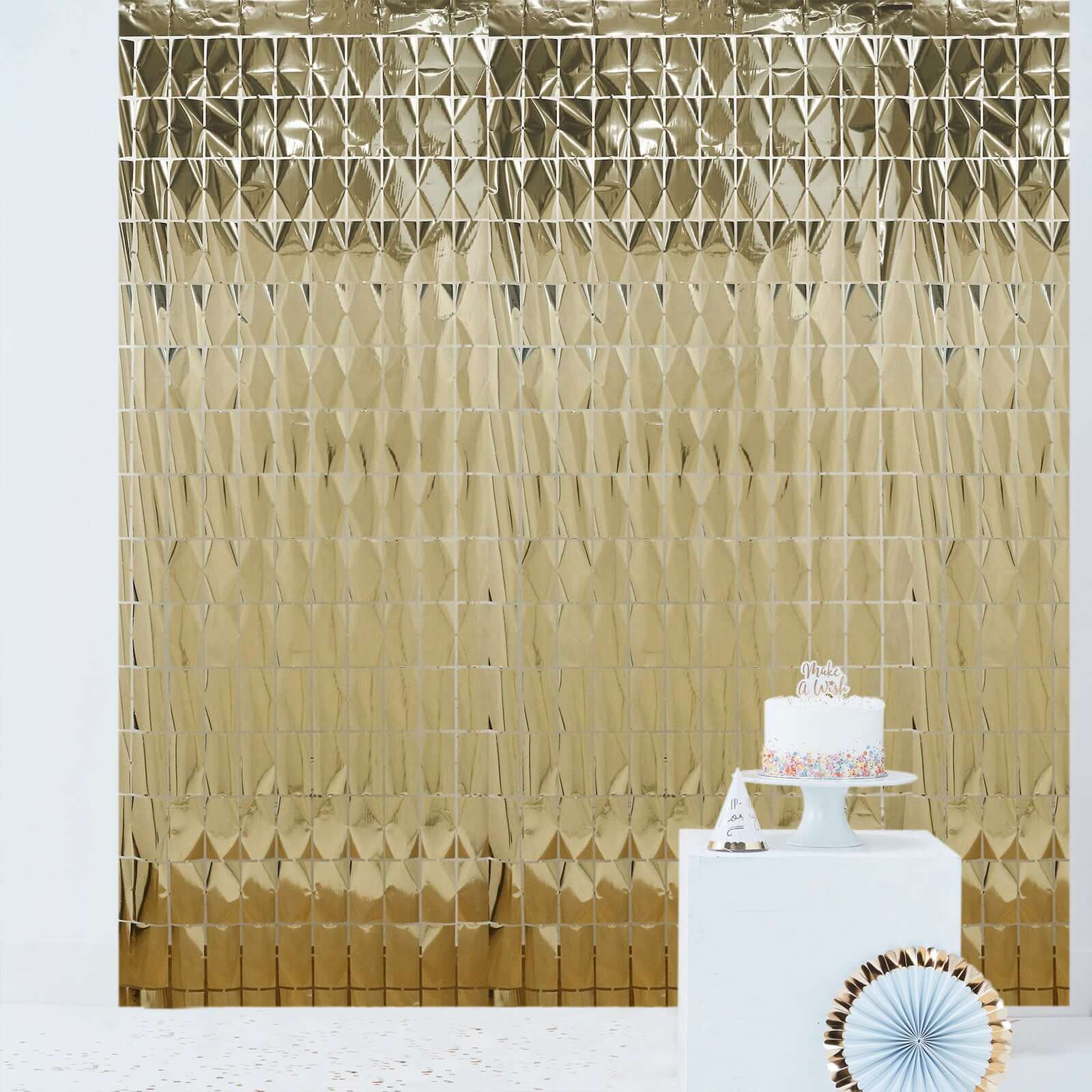 Shiny Champagne Metallic Foil Rectangle Curtain Party Backdrop Door Window Curtain - 3ftx6.5ft