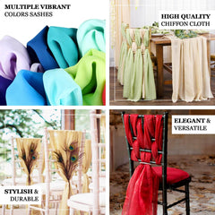 5 Pack Premium Chiffon Chair Sashes Dusty Rose - Soft & Lightweight Designer Chair Bows 22"x78"
