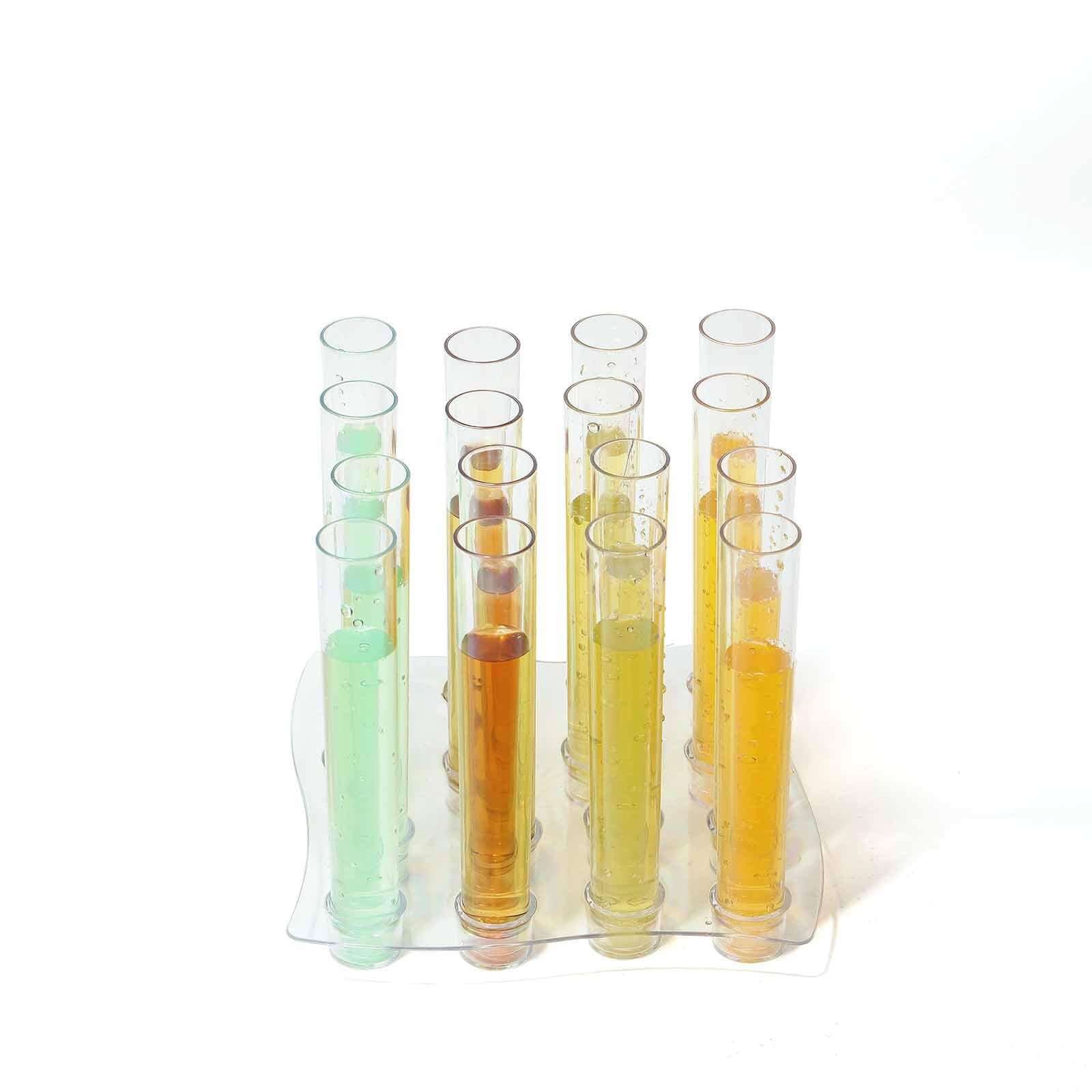 16-Pack Plastic Shot Glasses Clear Test Tube - Lightweight Disposable Glasses with Tray for Events 1oz