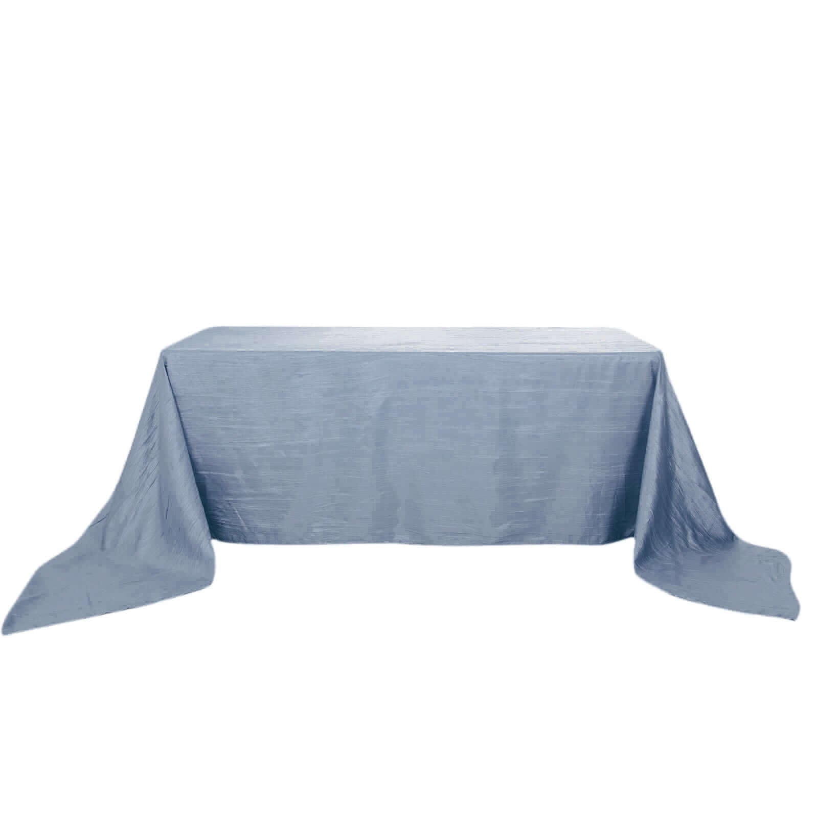 Taffeta 90"x132" Rectangle Tablecloth Dusty Blue - Seamless Accordion Crinkle Table Cover