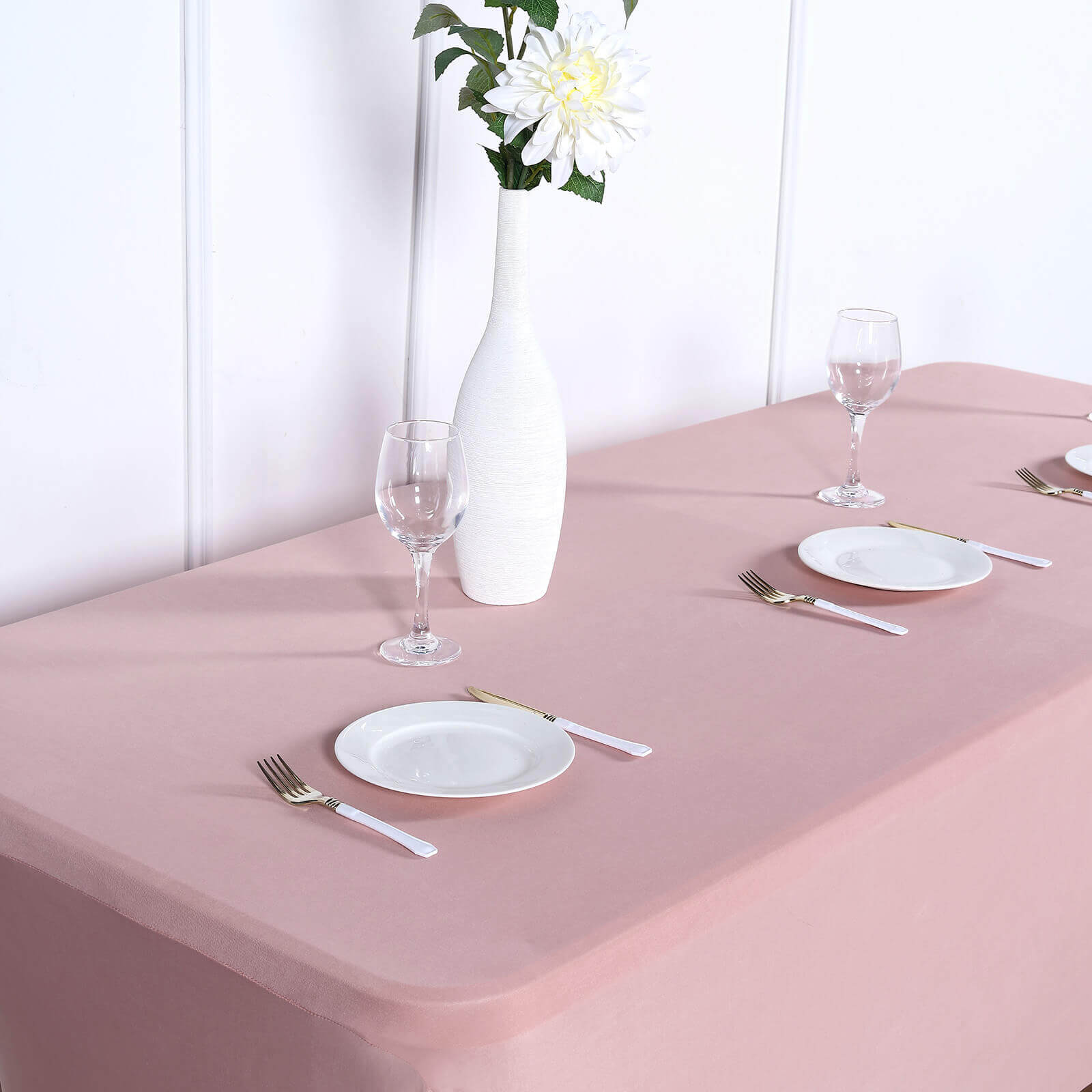 Stretch Spandex 96"x30" Rectangle Table Cover Dusty Rose - Durable Form-Fitting Tablecloth