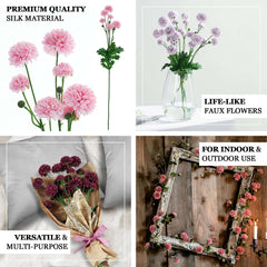 2 Bushes | 33" Burgundy Artificial Chrysanthemum Mum Flower Bouquets