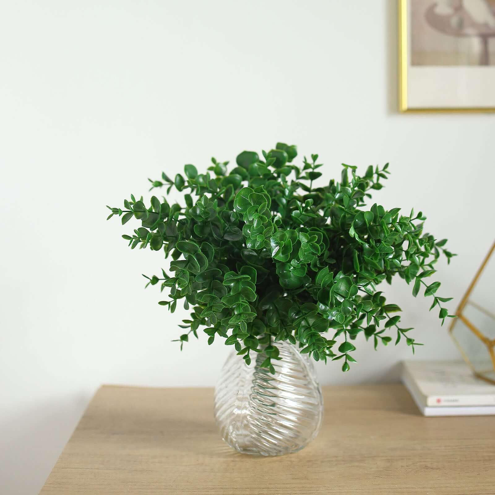 3 Stems 13" Artificial Eucalyptus Bush, Faux Greenery Bouquet Plants