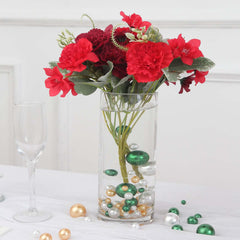 200Pcs Assorted Pearl Beads Vase Fillers in Green, Gold and White - Lustrous DIY Craft Bead Set