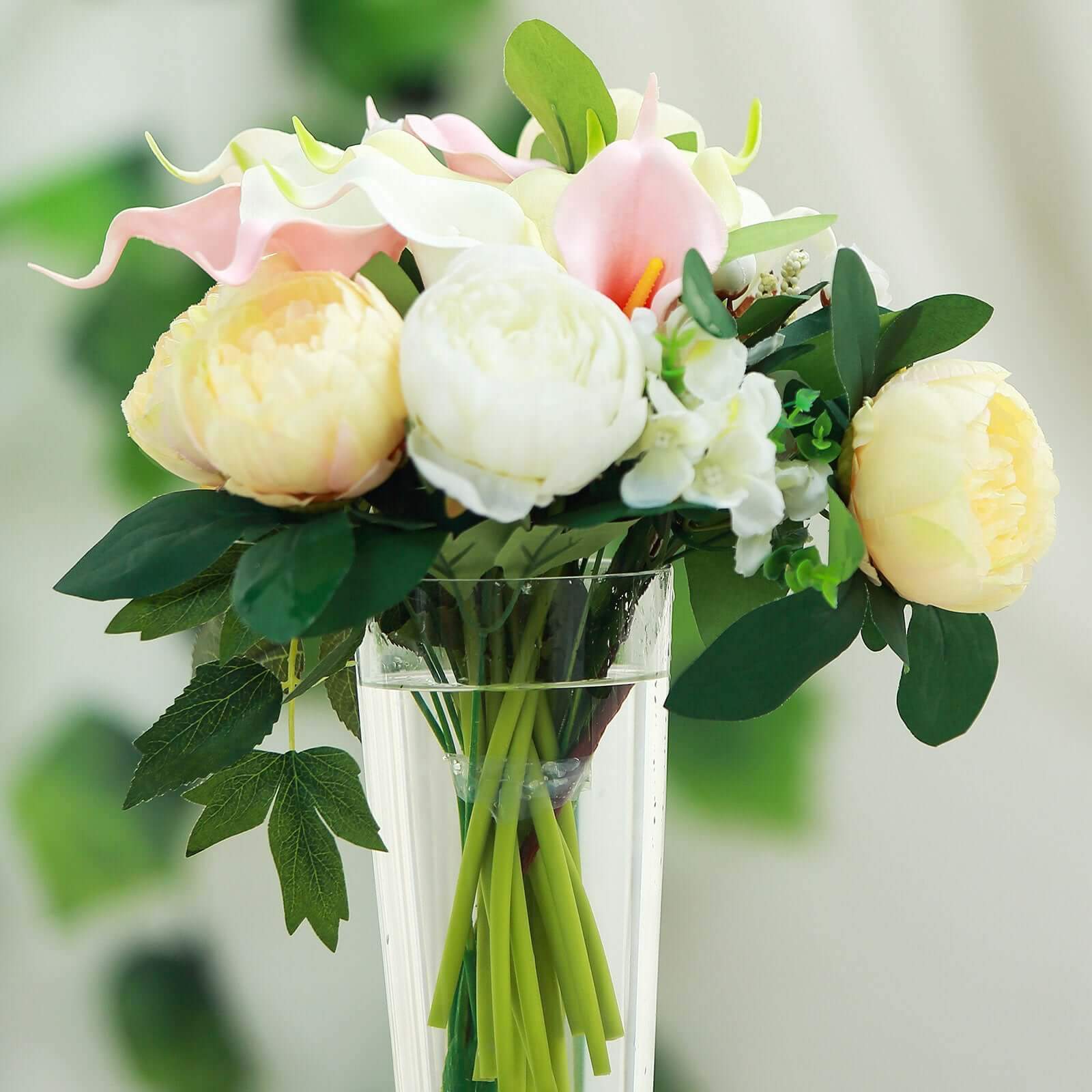 12-Pack Glass Trumpet Vases Clear - Durable Design for Upscale Event Displays 20"