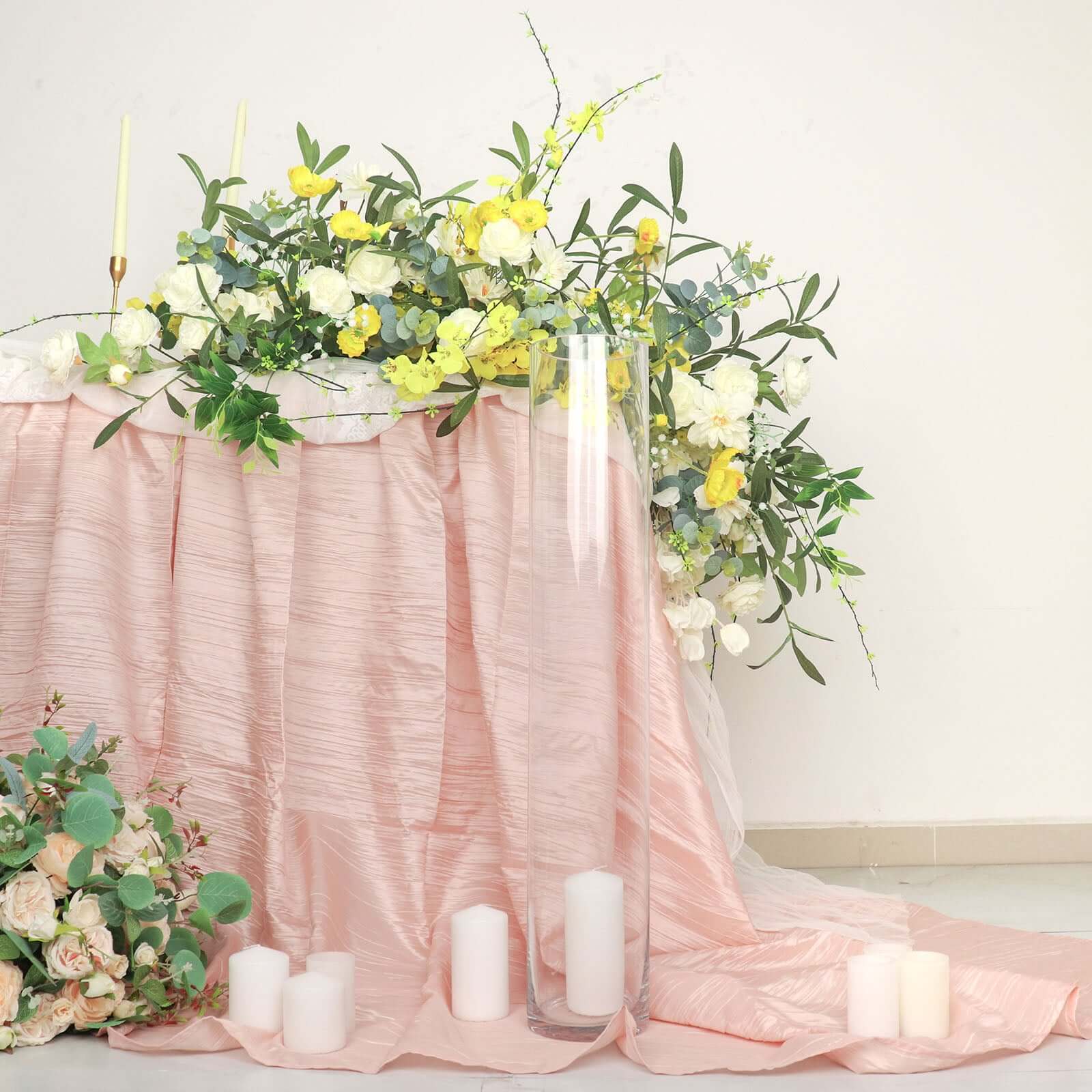 2-Pack Glass Flower Vases Cylinder Design Heavy Duty Clear - Stylish Centerpieces for Weddings 28"